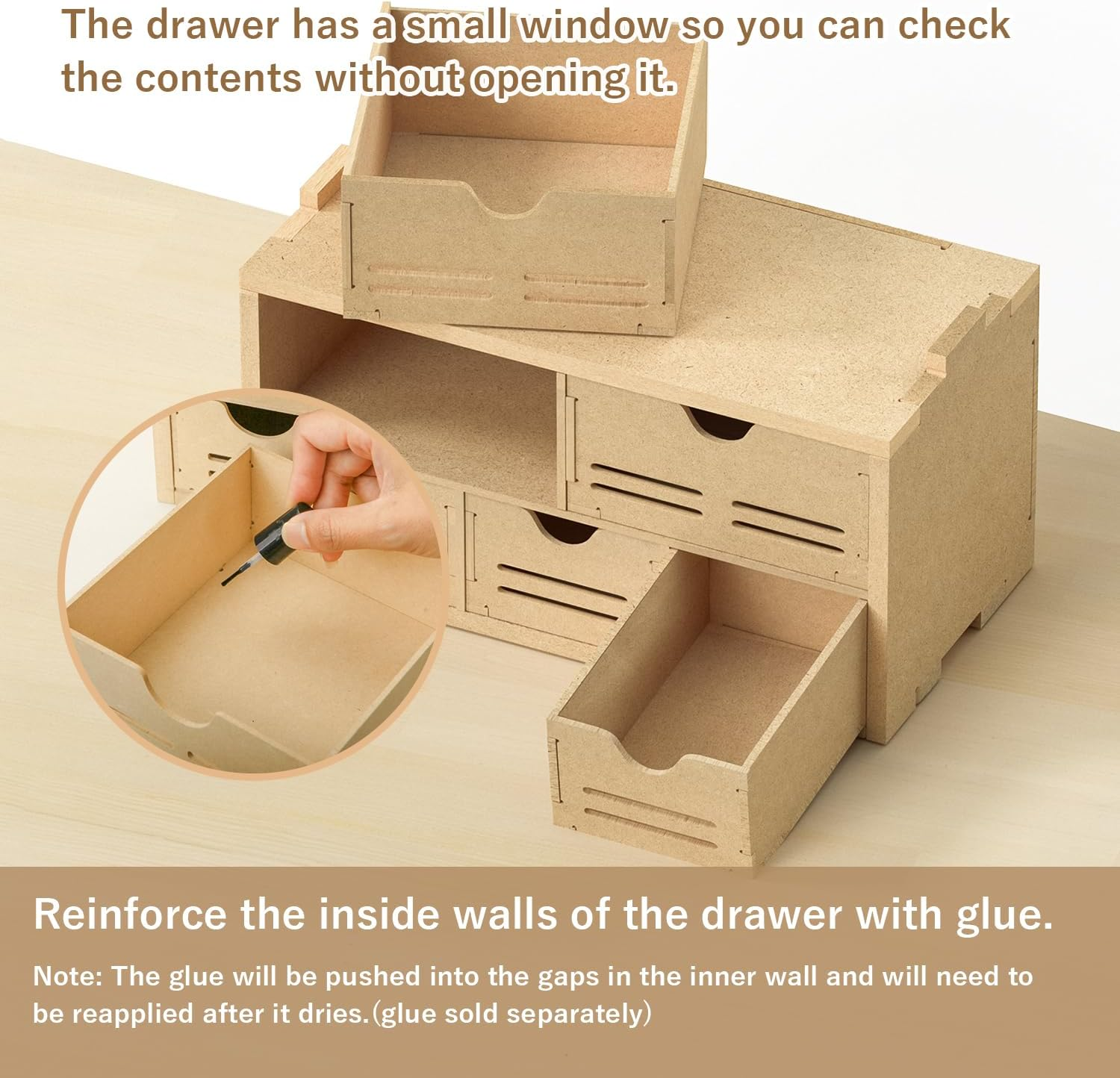 Plastic Model Kit Tool Storage Rack, Drawer Hobby Modeling Tool and Parts Storage,Wooden Paint Organizer with MDF Material, Craft Supplies Storage for Tamiya Gundam Tools, GK2 image number 4