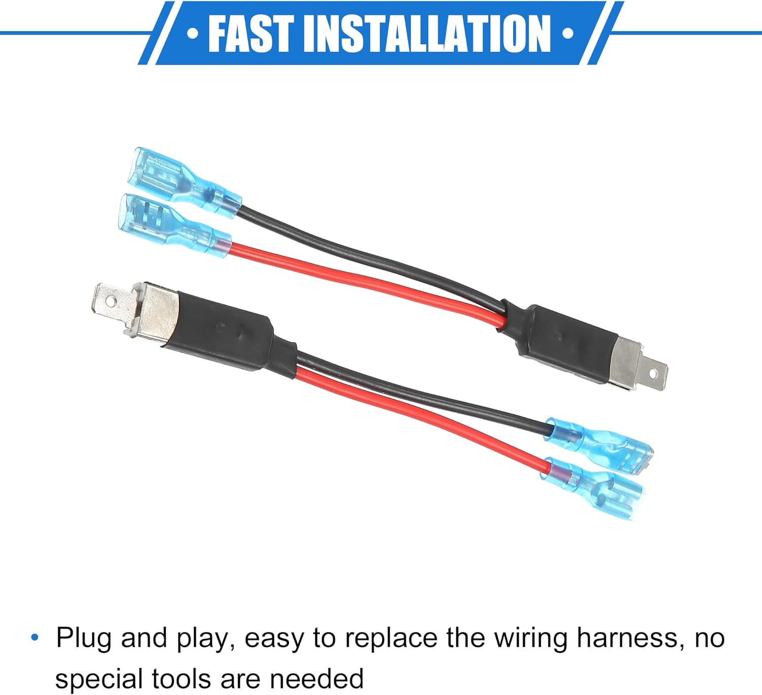 X AUTOHAUX 4 Pcs H1 Male LED Headlight Adapter Wiring Harness Socket Extension Converter Cable, Universal for Car Truck Durable Metal Silver Tone image number 2