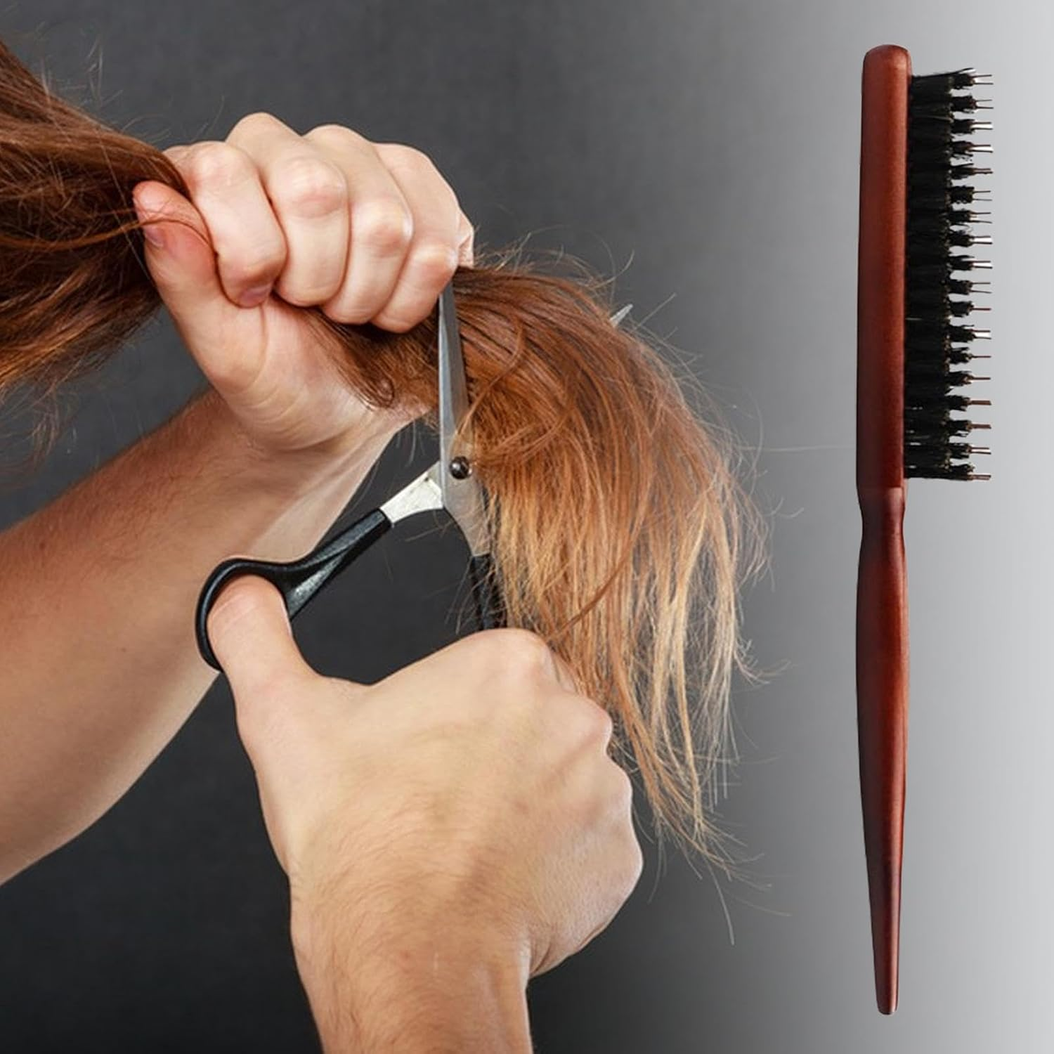 Gvblkq Bristle Hair Brush, Smoothing Styling Hairbrush, Soft Natural Bristles Brush for Thin and Fine Hair, Ergonomic Bristle Hair Brush for Women and Men image number 2