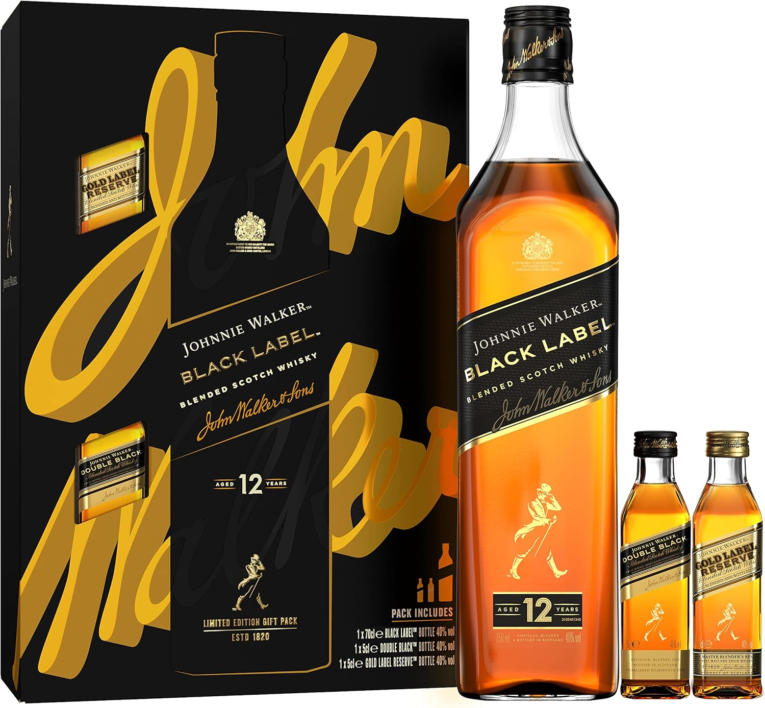Johnnie Walker Black Label Gift Pack FY23 Blended Scotch Whisky 700 Ml image number 1