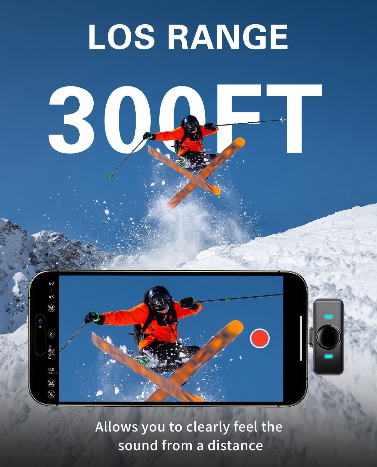 Wireless Lavalier Microphone for Iphone/Android, Mini Lapel Mic with Charging Case, Magnetic Clip, Noise Cancelling, 300FT Range, Condenser Mic for Stream, Vlog, Tiktok and Youtube image number 1