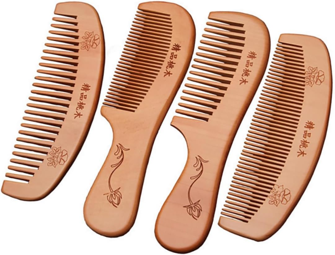 HAKIDZEL 4Pcs Wooden Hair Comb Static Boys and Girls Frizz Comb Non Scratch for Scalp Massage image number 2