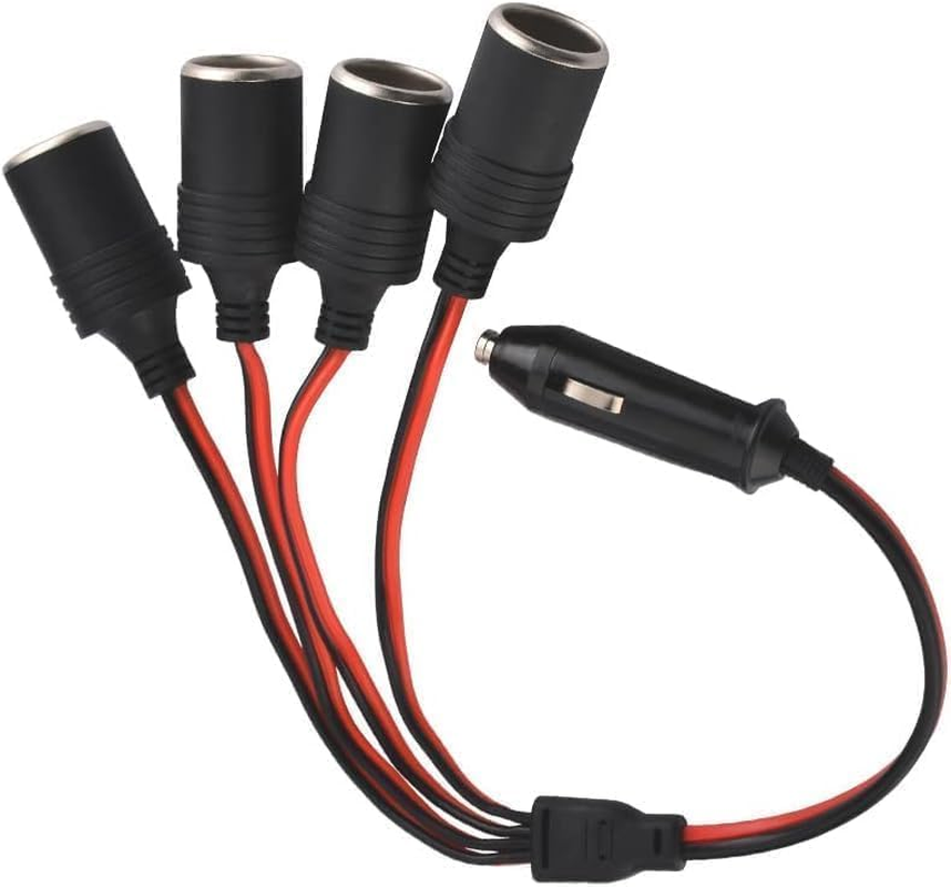 1 to 4 Car Motorcycle Cigarette Lighter Distributor Charger Splitter Extension Cable with Indicator Light image number 2