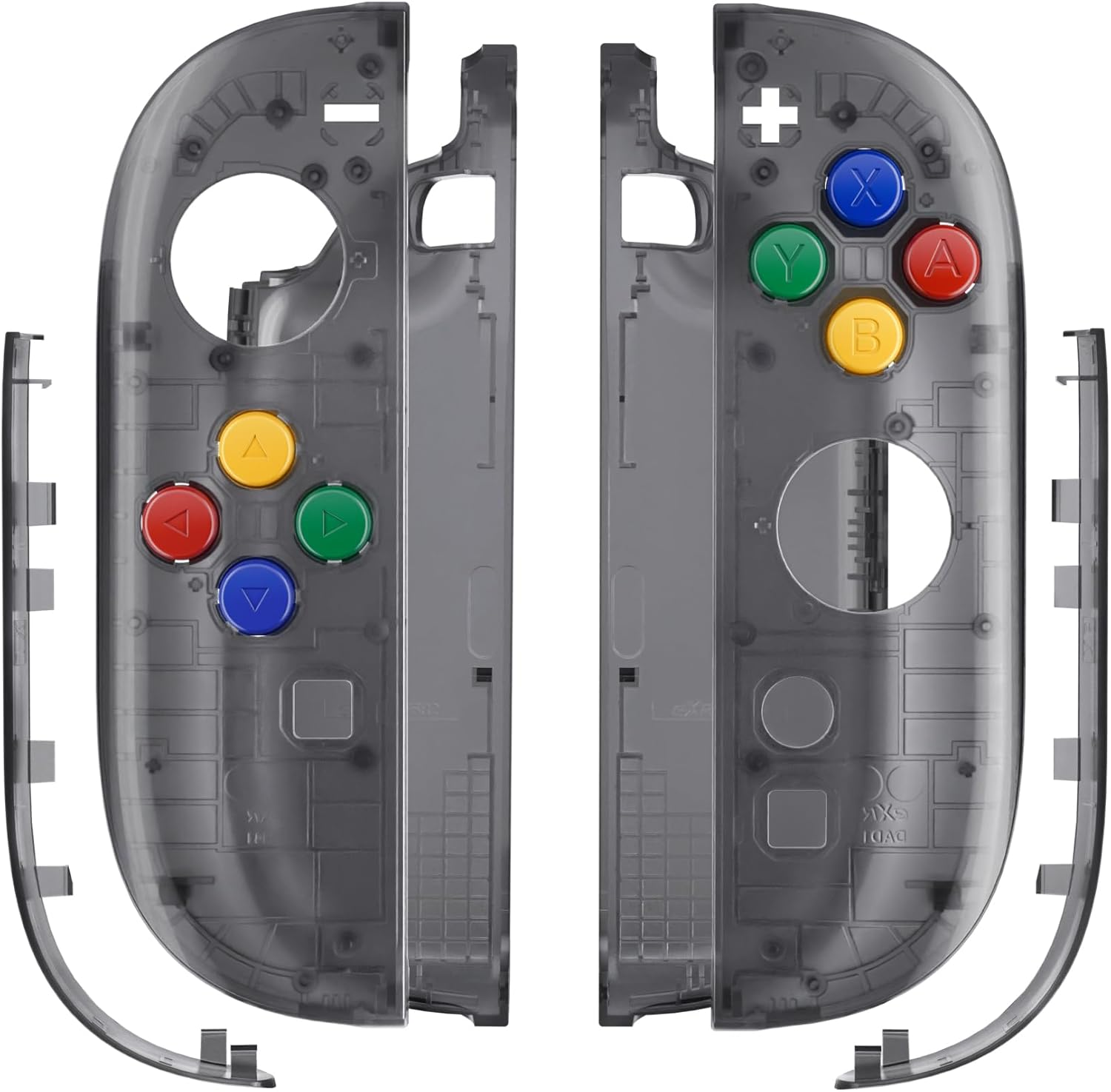 Extremerate DIY Replacement Shell Buttons for Joycon 2, Housing Faceplate Case + Decorative Strips + ABXY Direction Keys + Tools for Nintendo Switch 2 Controller - Essence Version - Clear Slate Black image number 5