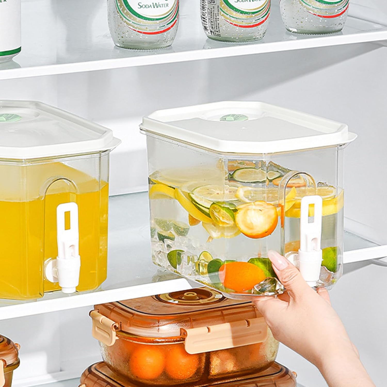 Refrigerator Cold Kettle,3.5 L Drink Dispenser,Beverage Dispenser,Cordial Jug,Party Drink Dispenser with Tap,Fruit Juice,Tea Water Bucket,Suitable Forparty, Refrigerator, Kitchen and Outdoorpicnics image number 2