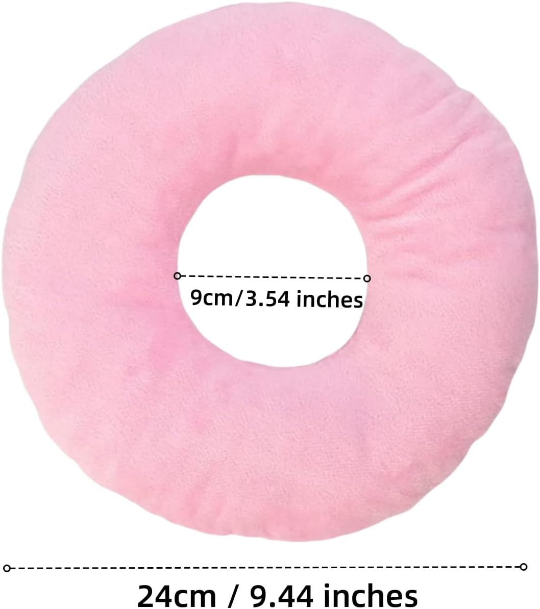 Sanseenia Donut Pillow, Ear Piercing Pillow for Side Sleepers, Face down Pillow, Small Donut Pillow with Ear Hole, Ear Relief for Ear Pressure and Pain, Ideal for Headphones (Pink)