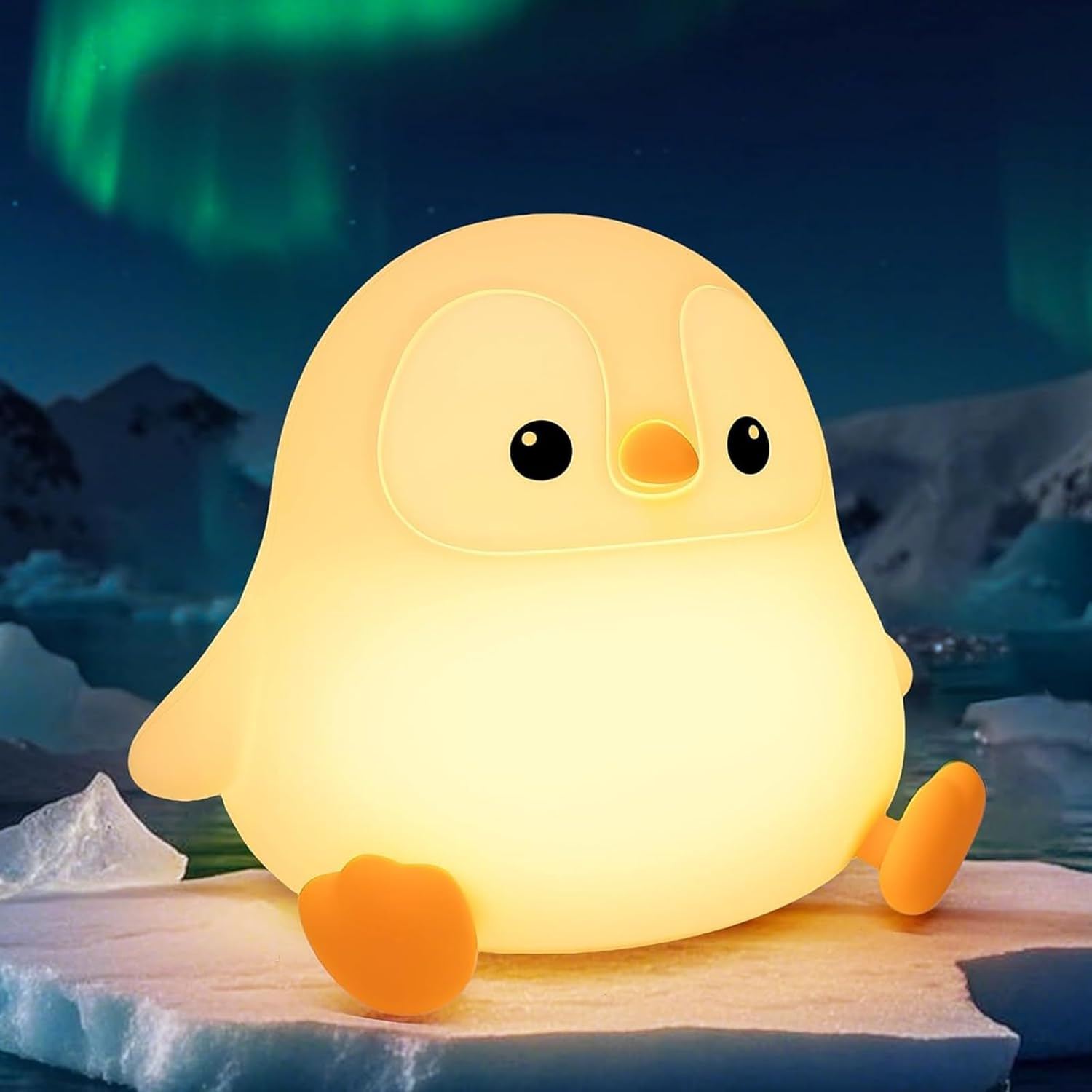 Penguin Night Light, Cute Animal Soft Silicone LED Touch Lamp with Dimmable and Timer, Portable Rechargeable Toddler Bedroom Bedside Table Decor, Birthday Xmas Gifts for Kid Baby Boy Girl image number 2