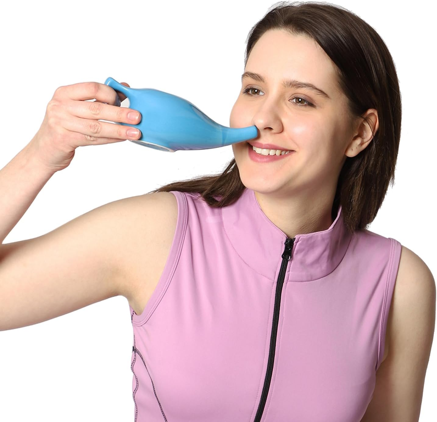 Healthgoodsau - Porcelain Ceramic Neti Pot for Nasal Cleansing - Blue image number 5