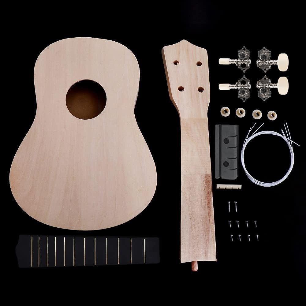 Origlam 21 Inch DIY Ukulele Kit, Make Your Own Ukulele DIY Kit, Soprano Hawaii Ukulele Kit, Ukulele Hawaii Guitar Handwork Kit with Installation Tools for Kids, Friends, Family, Amateur image number 3