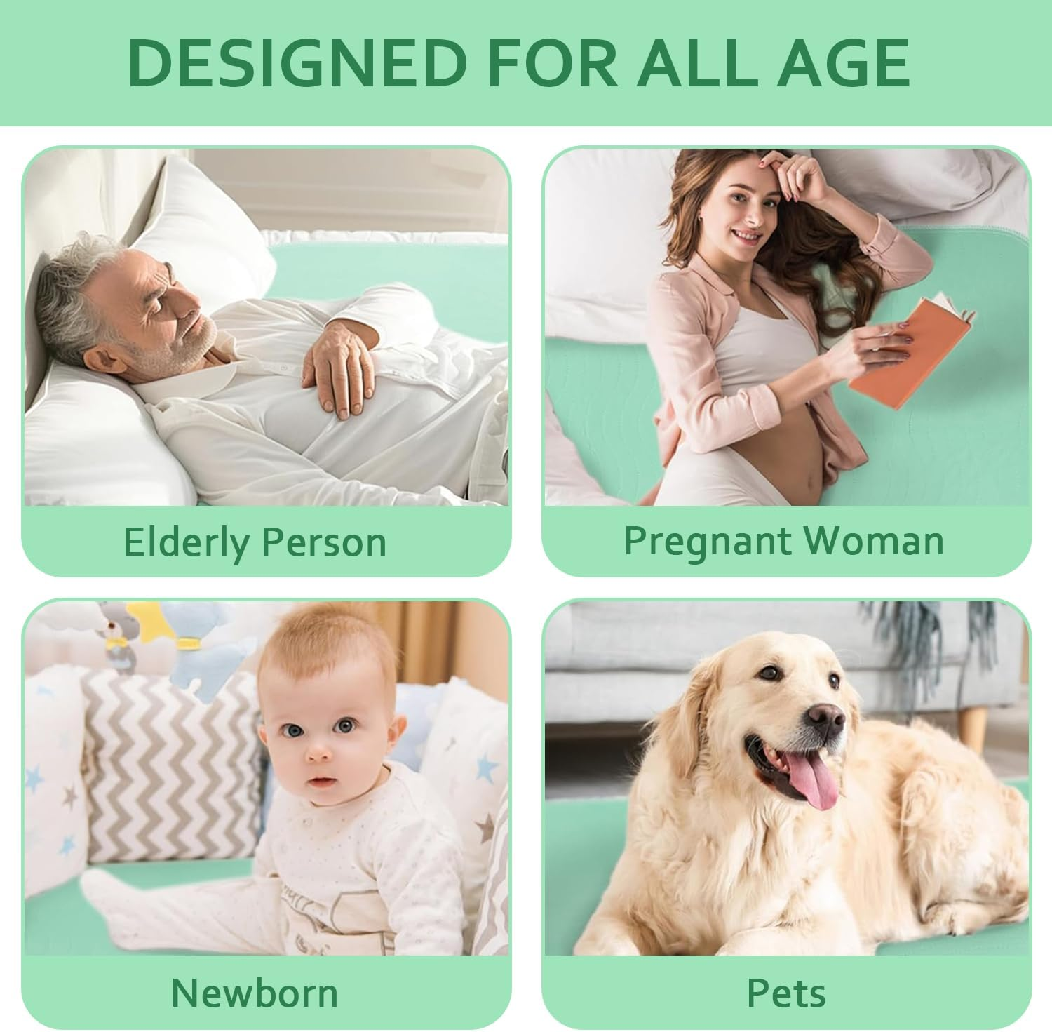 86 X 91Cm Waterproof Washable Underpads, 2 Pcs Reusable Extra Heavy Absorbency Incontinence Bed Pads for Adults, Pets, Couch, Floor Mattress Protect, Reusable Pee Pads for Dogs, 34&rdquo;X36&rdquo; image number 2