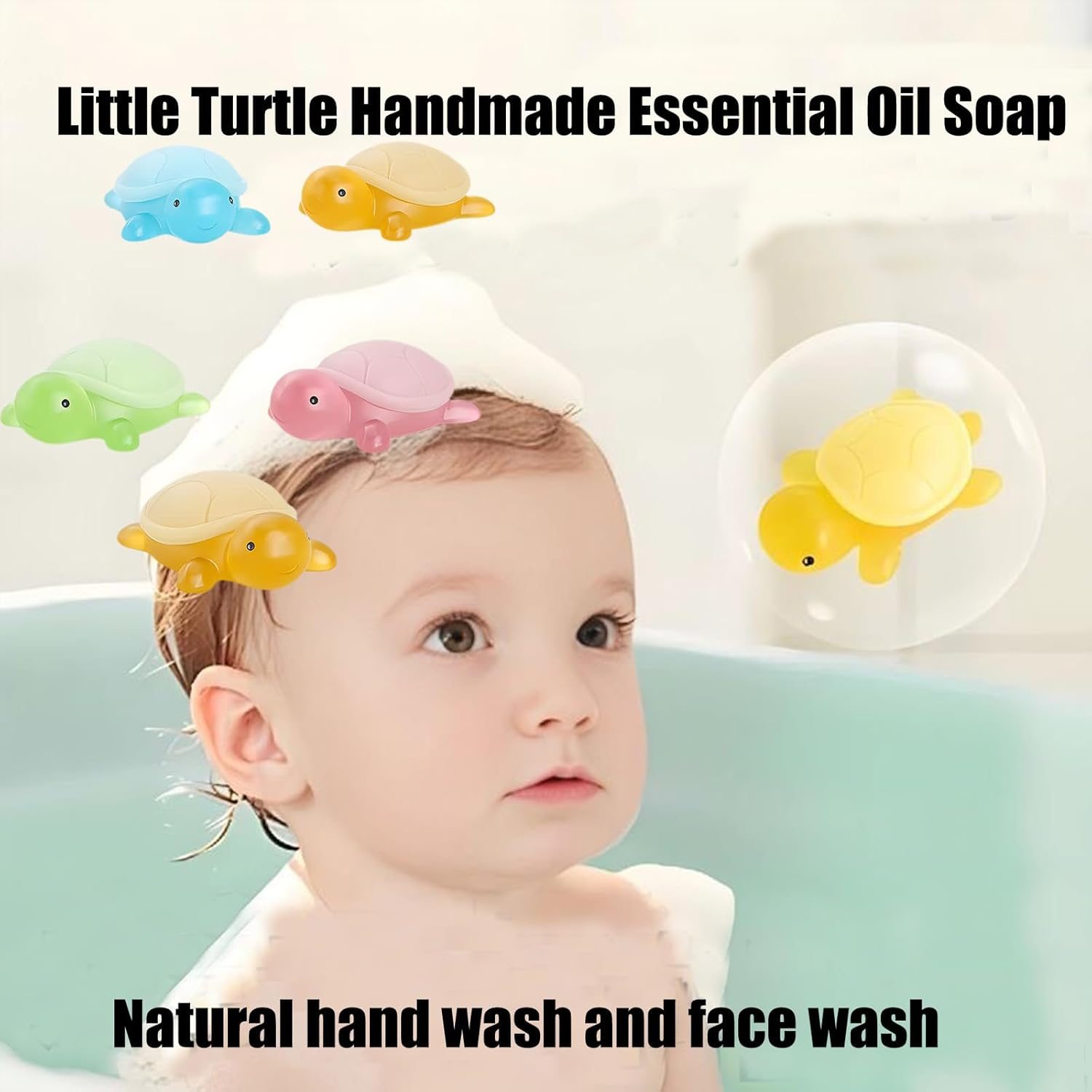 Little Turtle Handmade Essential Oil Soap, Turtle Soap, Turtle Shape Scented Botanical Bath Soap Bars, Cute Mini Turtle Moisturizing Soap for Kids, Face Body Moisturizing Artisanal Soap (J) image number 4