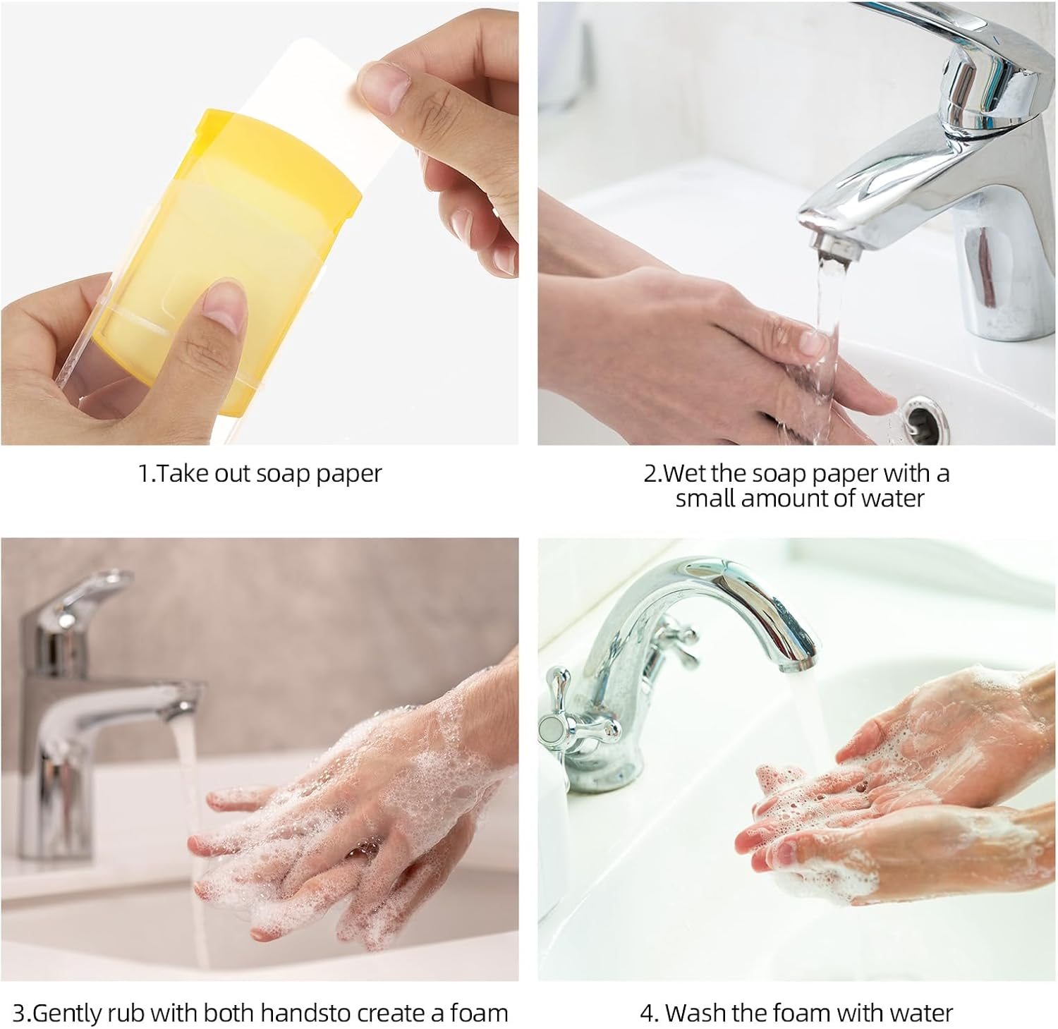 Acdesign 4 Boxes (200 Sheets) Hand Washing Soap Sheets Travel Soap Leaves Foaming Paper Soap for Outdoor Travel, BBQ, Party, School, Camping Hiking image number 4