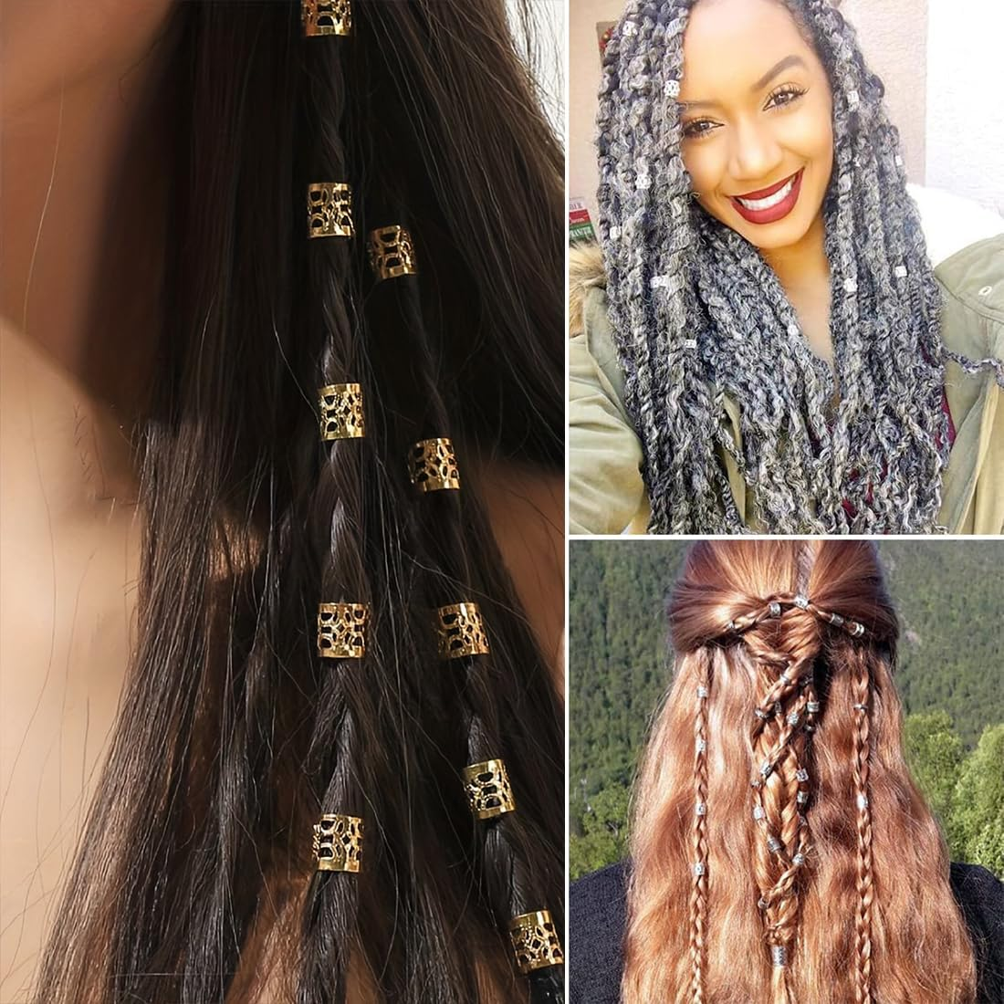 KOLZEMV Pack of 80 Hair Accessories for Braids, Hair Accessories, Jewellery for Hair, Cuff Clips for Dreadlock Accessories, Hair Spiral Clips, Hair Accessories for Dreadlocks for Men, Women, Girls And image number 1