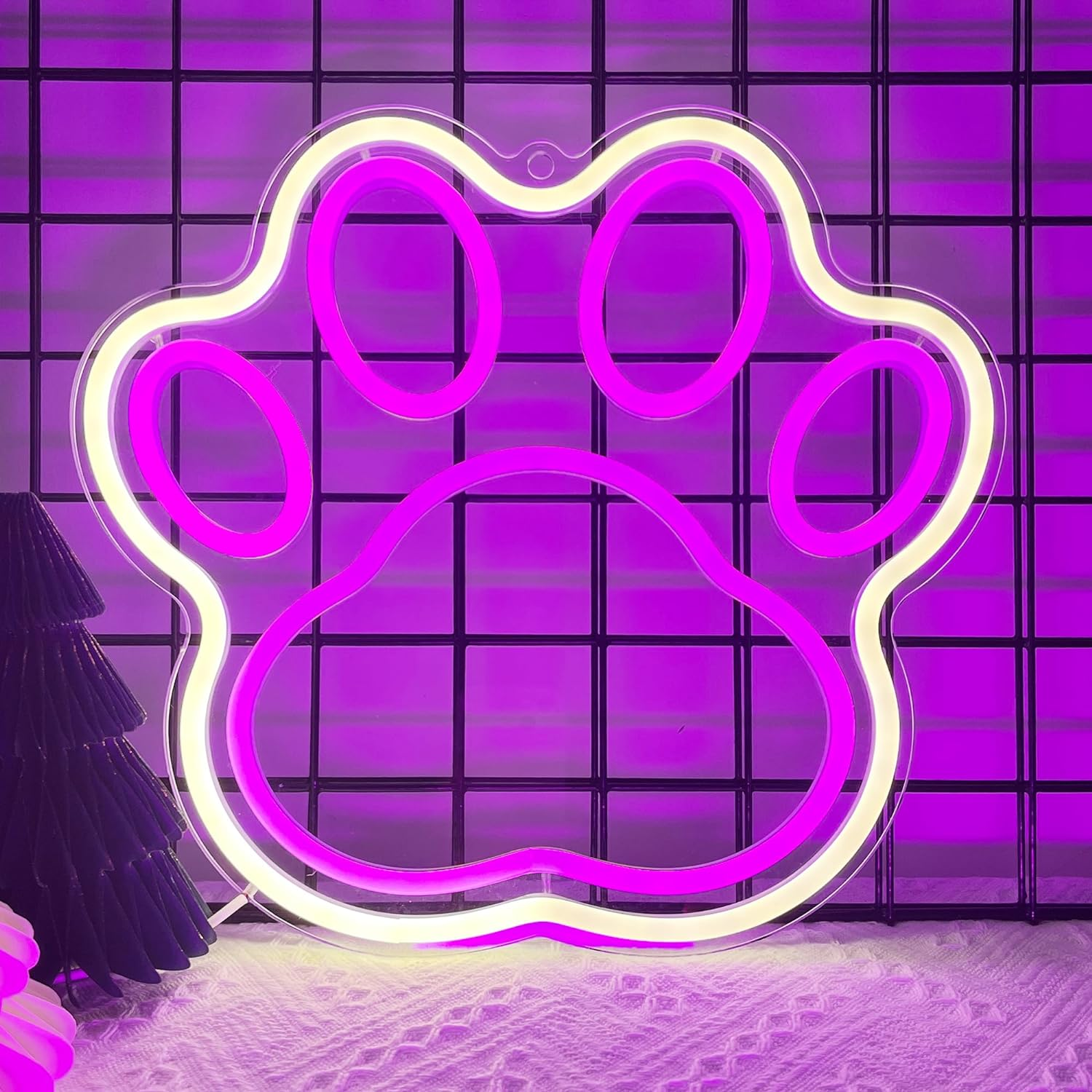 Pink Neon Sign for Wall Decor,Anywin Cute Paw Neon Signs USB Led Lights with Dimmable for Home Decor, Neon Decor Gifts Birthday, Party, Christmas Day, Holidays for Bedroom Kidsroom Living Room