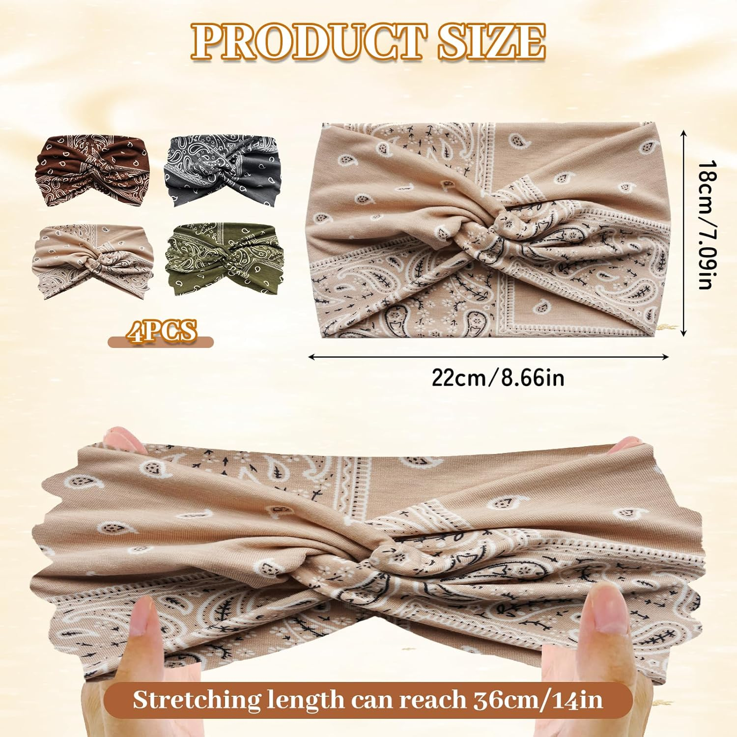 4 Pcs Headband, Headbands for Women'S Hair for Women Wide Vintage Head Wraps Knotted Cute Hair Bands Yoga Sports Hair Accessories image number 6