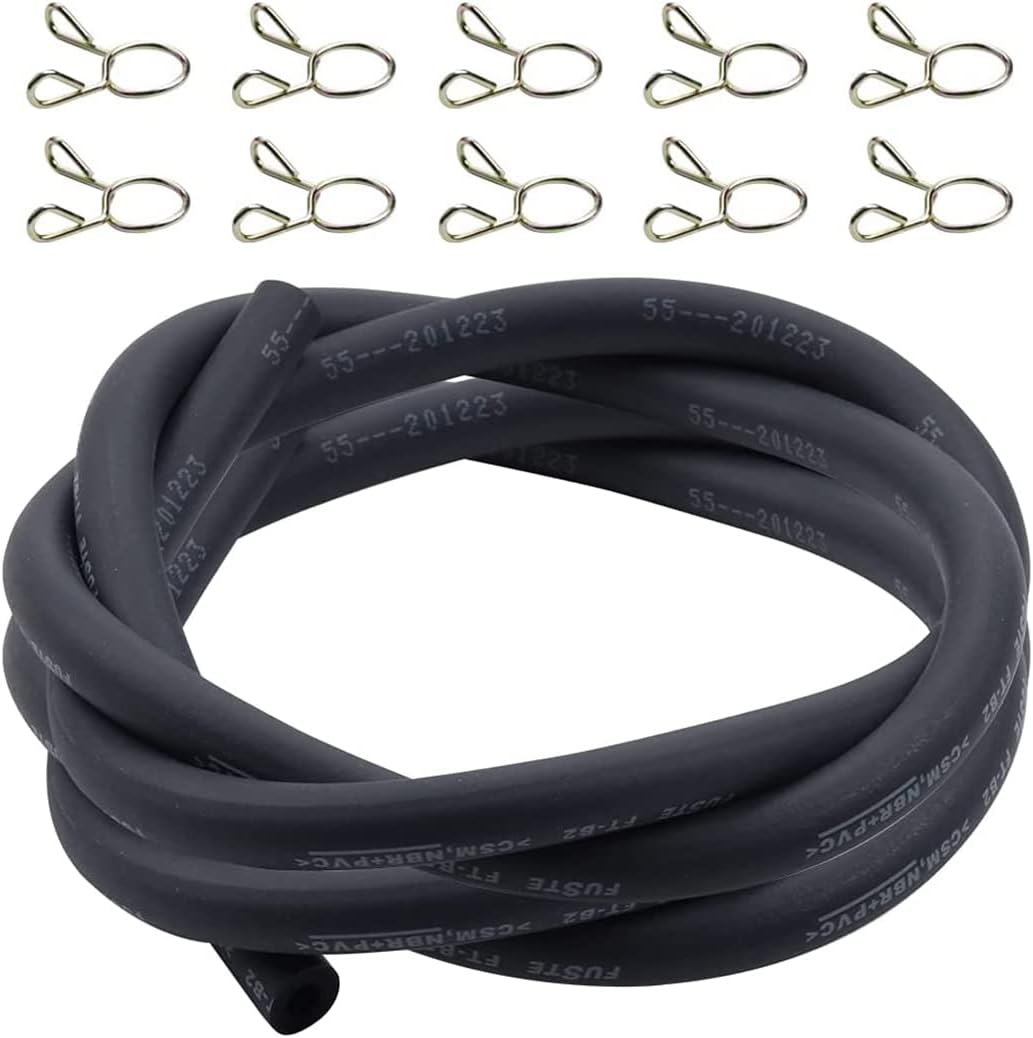 5.5Mm Fuel Line (ID 5.5Mm * OD 10Mm) 1/5 Inch Gas Tube Fuel Hose 5 Feet with 10Pcs Clamps for ATV Quad Pit Dirt Bike Go Kart Moped Pocket Bike Motorcycle