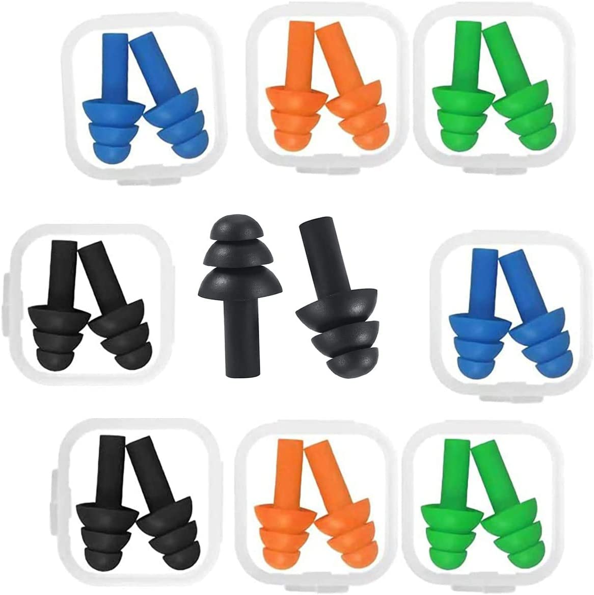 8Pairs Silicone Swimming Earplugs Waterproof with Case, Reusable Flexible Silicone for Sleep, Flights, Swimming, Surfing image number 2