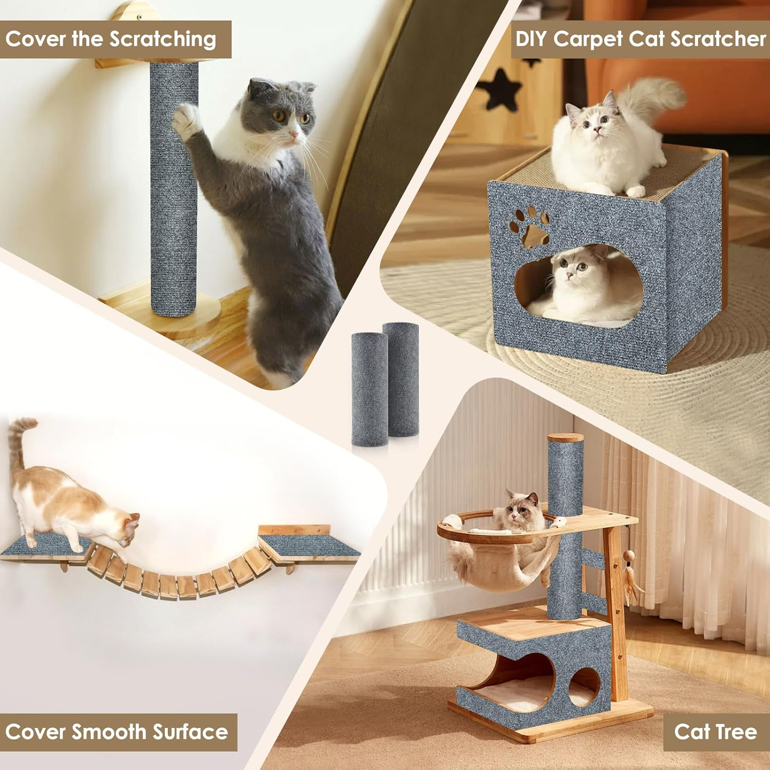 Babikeen Pack of 2 Self-Adhesive Scratching Mat, 200 Cm X 40 Cm, Self-Adhesive Scratching Mat, Cat Scratch Protection, Sofa Cat, DIY Scratching Board, Cat Scratching Mat, Cat Scratching Mat