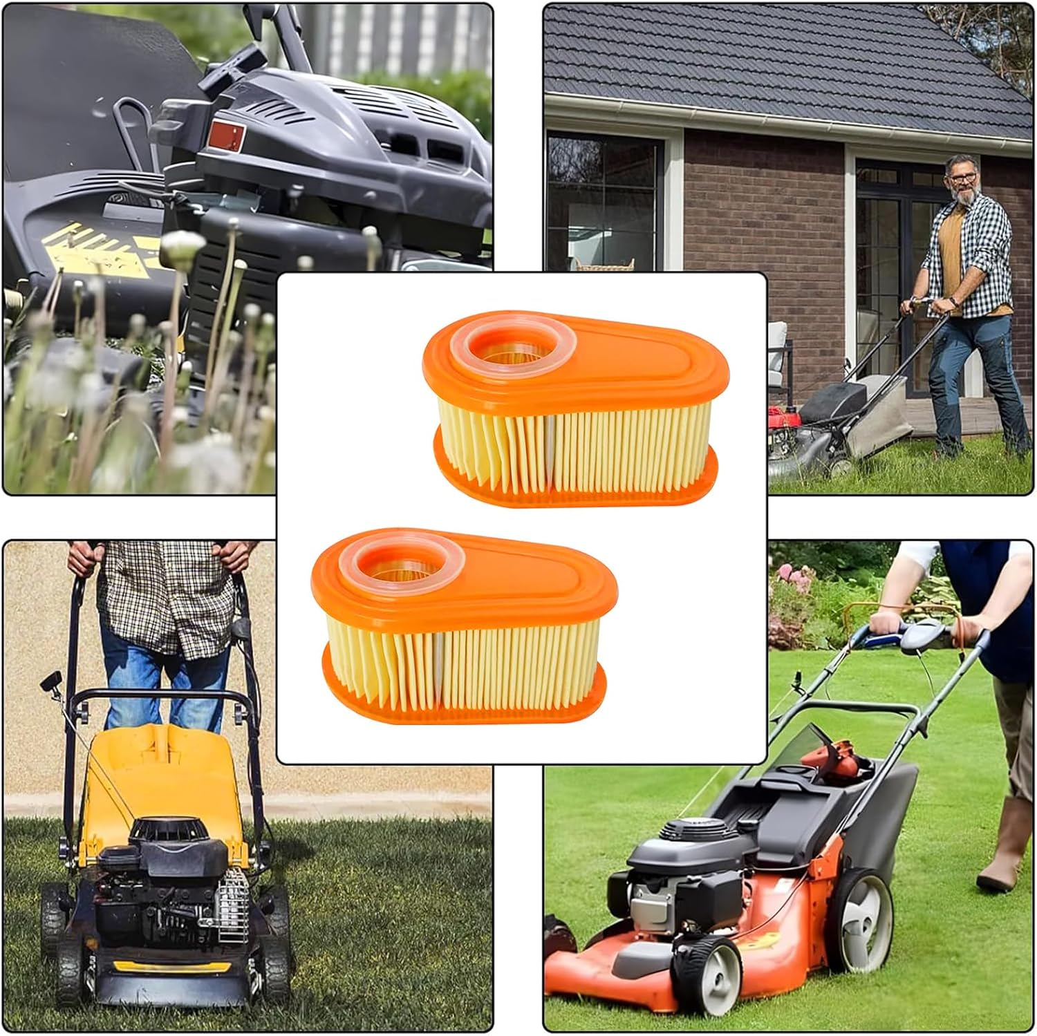 2 Pcs Air Filter Cartridge for Lawn Mowers, Engine Filter Replacement Compatible with Briggs and Stratton 005419, 96254, 795066, 792038, 790388
