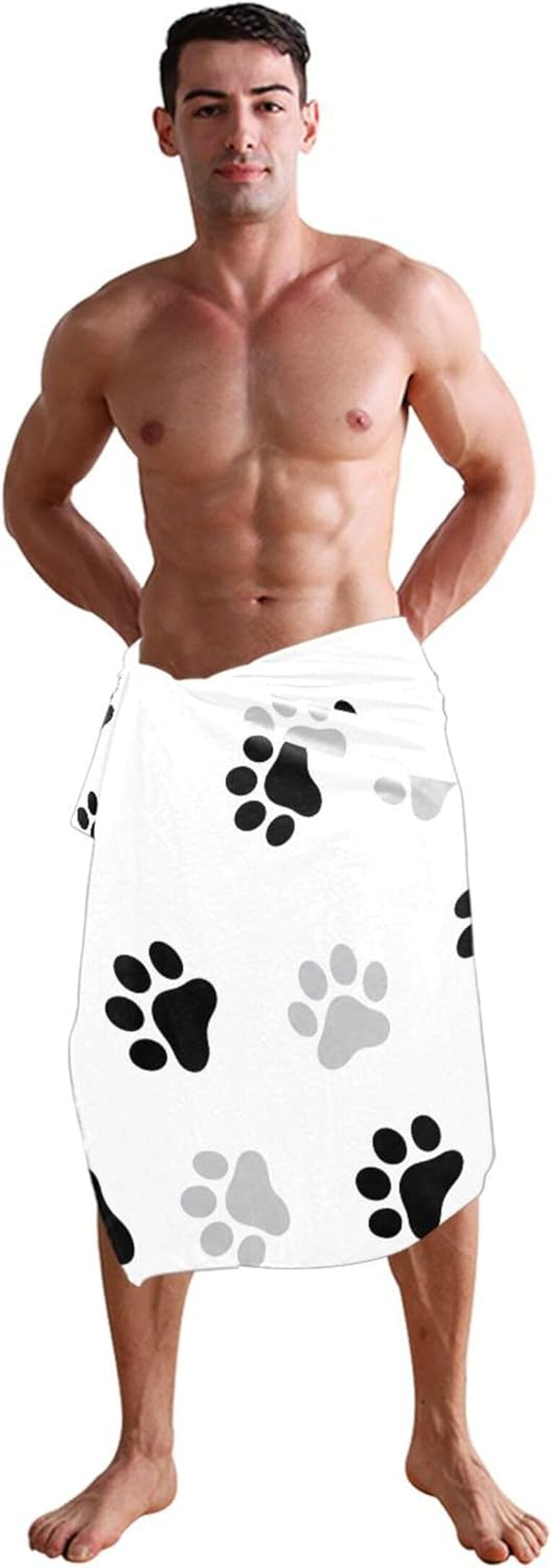Black Gray Dog Paw White Decorative Bath Sheets Extra Large 64 X 32 Inch, Gym Body Towels for Bathroom Shower Swim Adults Travel Beach Towel Quick Dry image number 3
