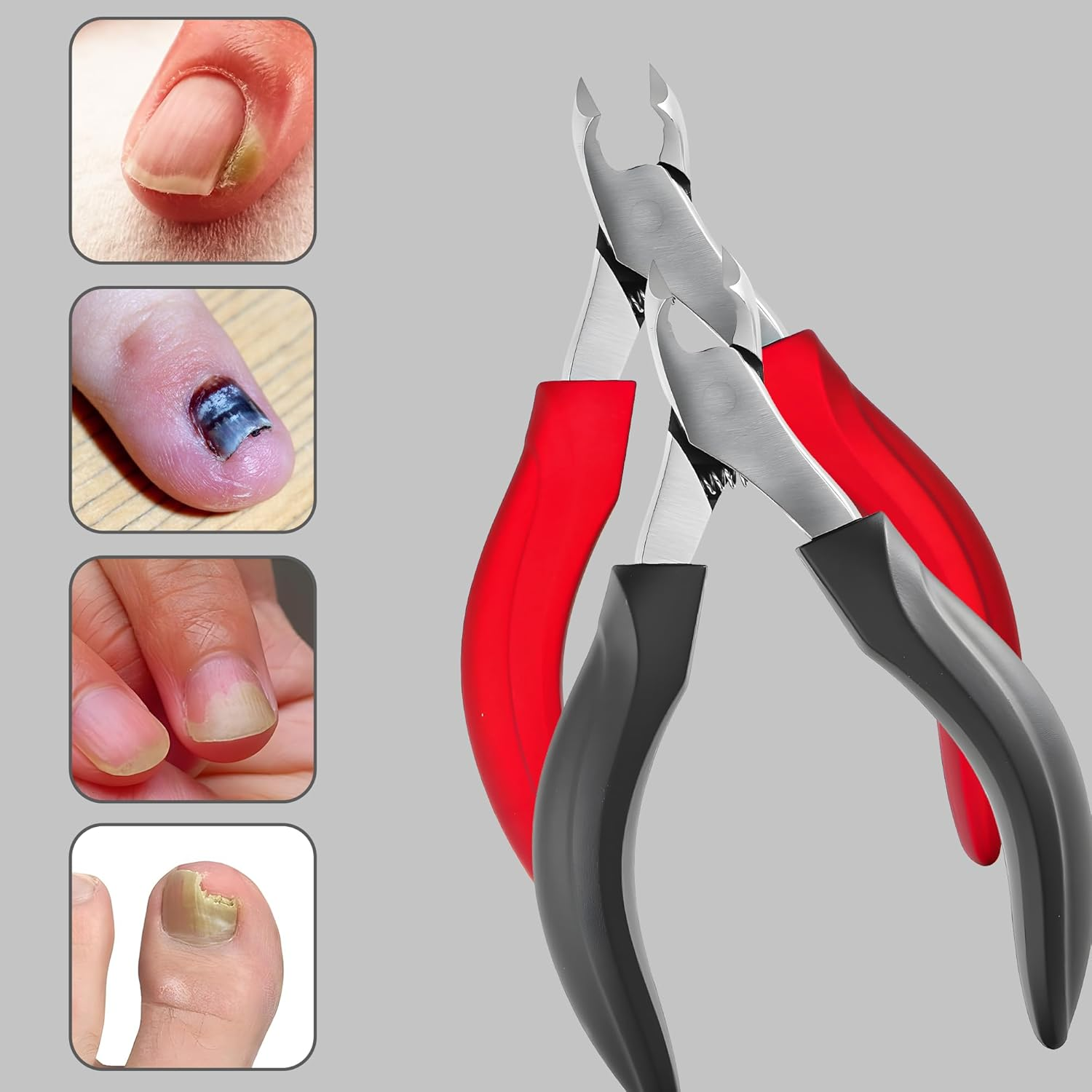 2Pcs Black+Red Thick Toenail Clippers for Elderly & Adults, Heavy Duty Nail Cutter with Sharp Blade & Comfort Grip for Thick Nails at Home or Professional Use image number 2