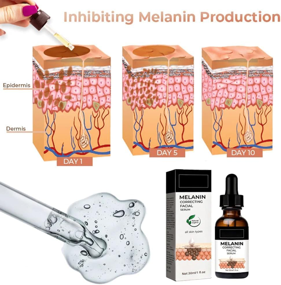 2024 Melanin Correcting Facial Serum, Dark Spot Correcting Radiance Serum,Moisturizing Repairing Serum for Glowing Skin - 3Pcs image number 5