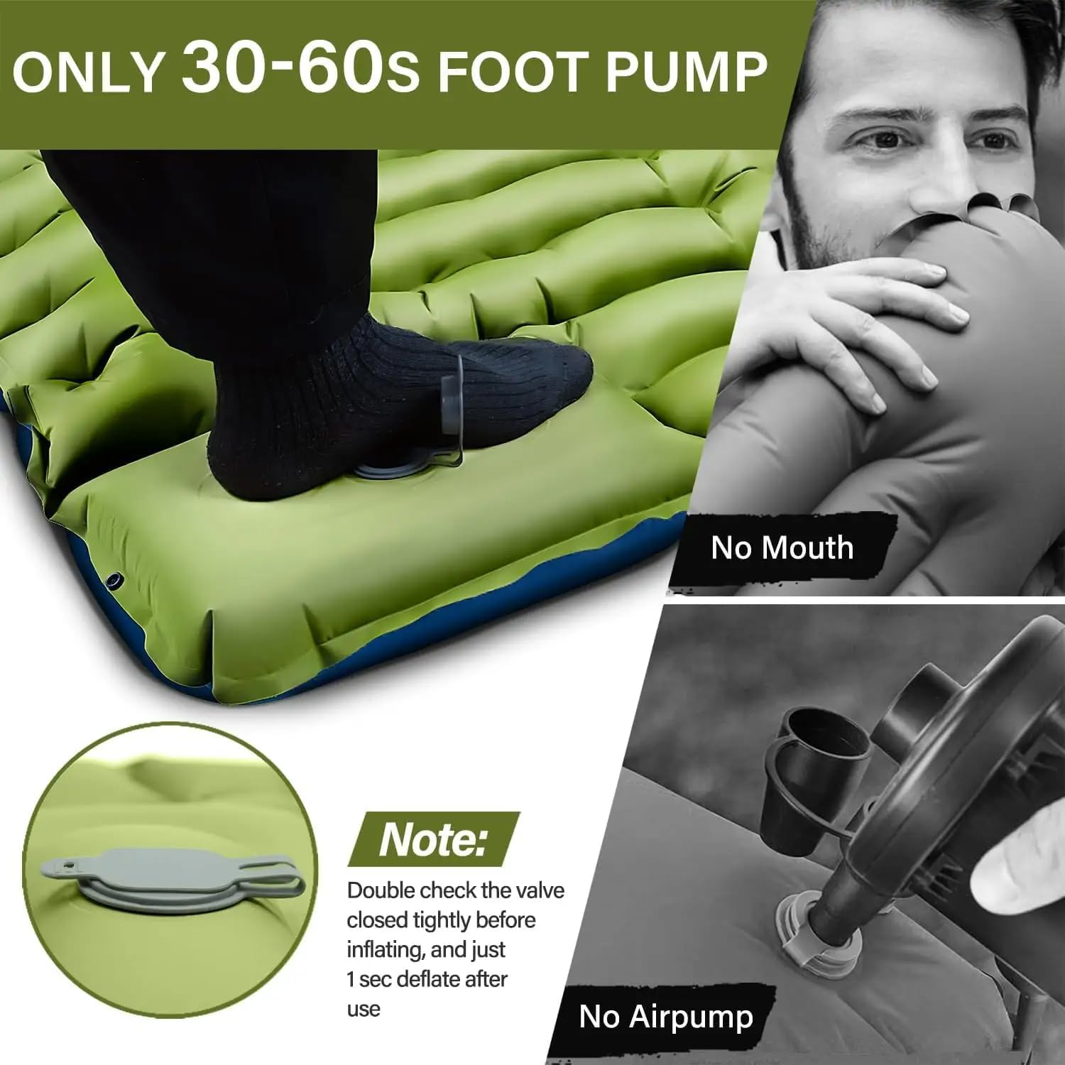 2 People Sleeping Pad for Camping, Foot Pump Inflatable Sleeping Pads for Camping and Outdoor, Portable Camping Pad image number 3