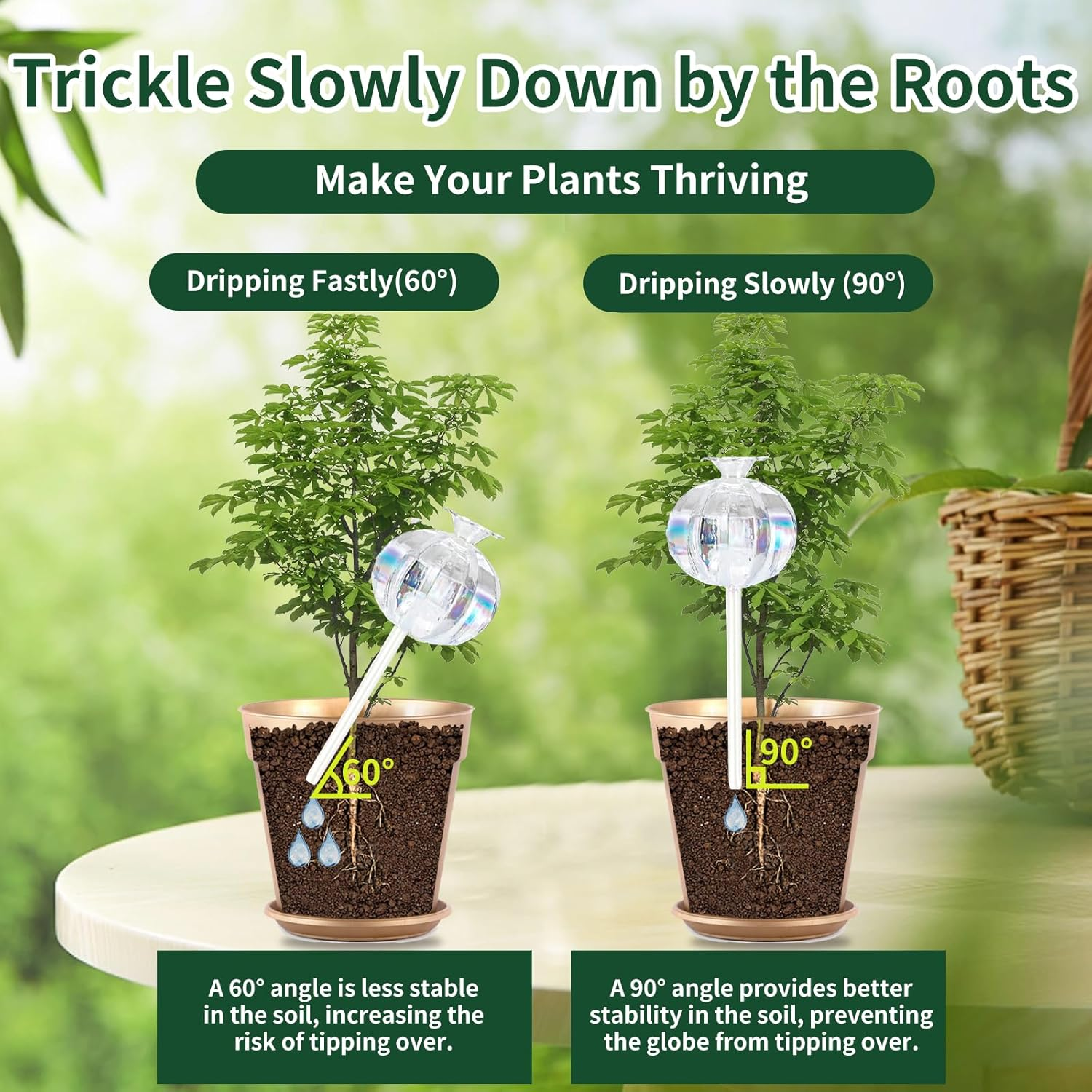 Aiiyiihii 4 Pack Plant Watering Globes, Pomegranate Shape Clear Glass Water Bulbs for Indoor Plants, Decorative Automatic Water Globes for Outdoor Plants, Glass Plant Waterer Self Watering Spikes image number 5