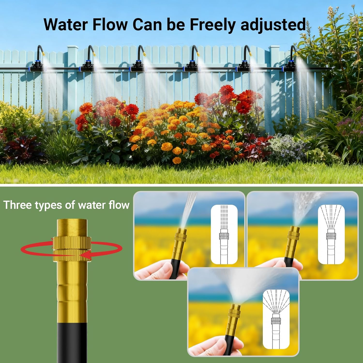 Garden Irrigation Drip Watering System with 360&deg; Rotating Garden Sprayer Auto for Outdoor Plants Water-Saving Micro Irrigation Kit Misting Cooling System for Garden Potted Plants Yard image number 1