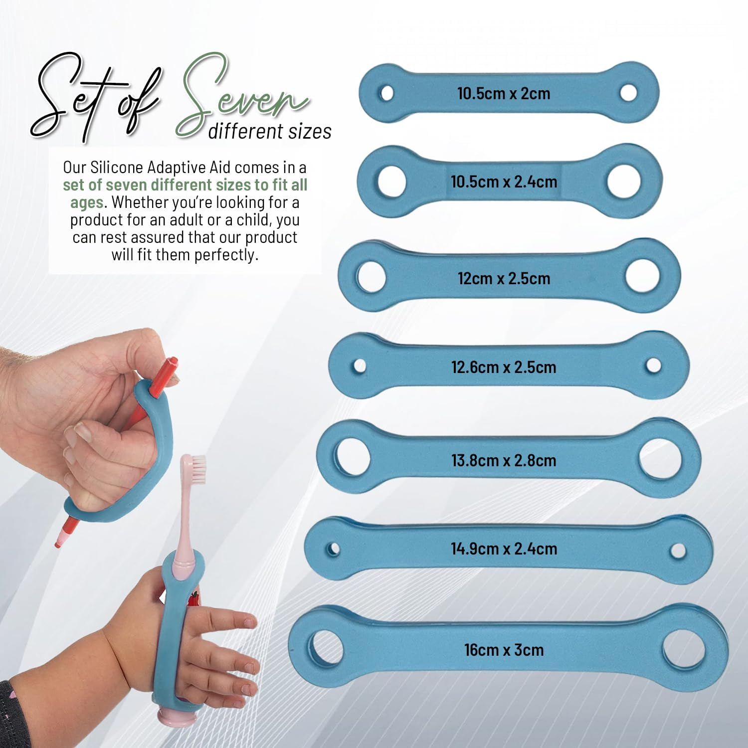 Adaptive Utensils for Seniors and Toddlers, Tools Grasping Items, Silicone Utensil Holder Adaptive Eating Aid Stroke Arthritis Limited Grip Universal Daily Living Special Needs or Disabled Infant to Child Aids Pediatric Occupational Therapy Supplies image number 4