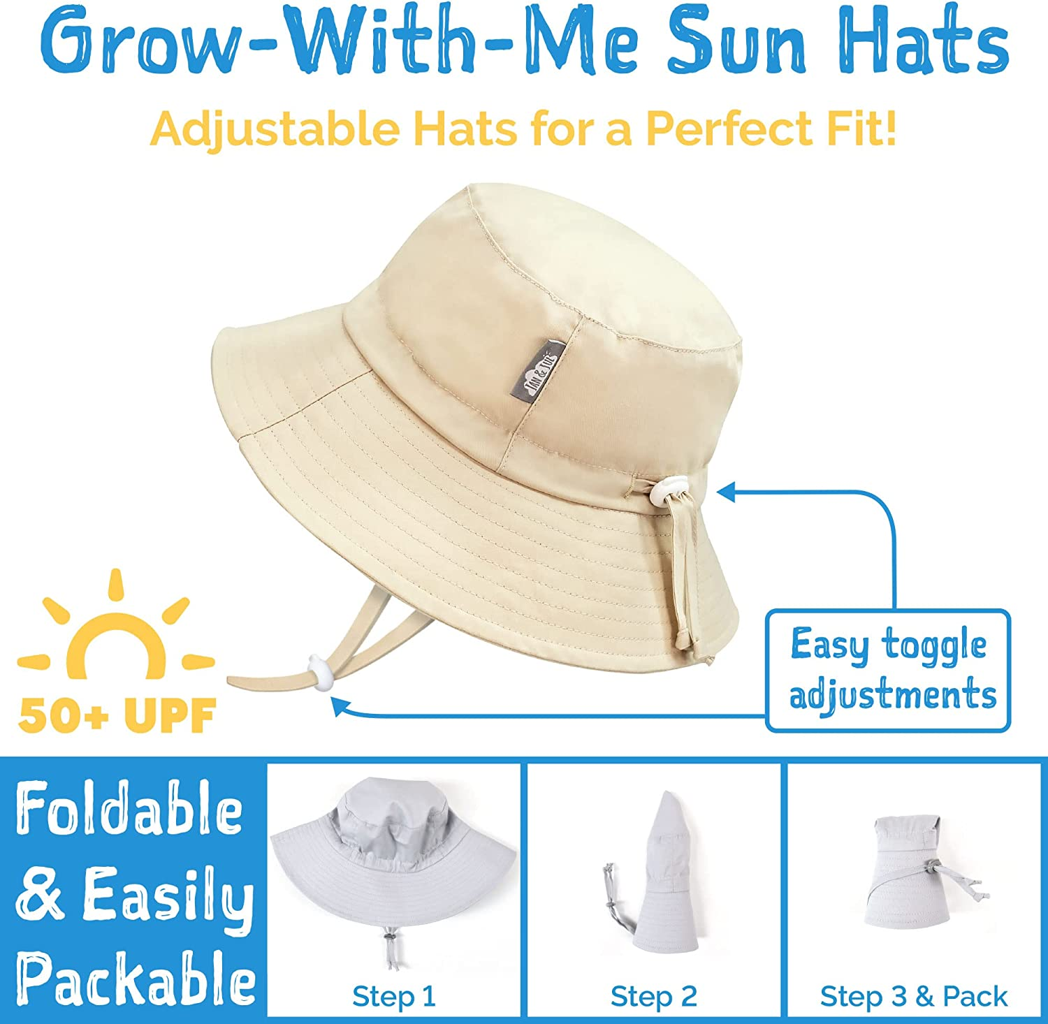 JAN & JUL Kids' Grow-With-Me Sun-Hat UPF 50+ Cotton Bucket for Boys, with Large Brim image number 2