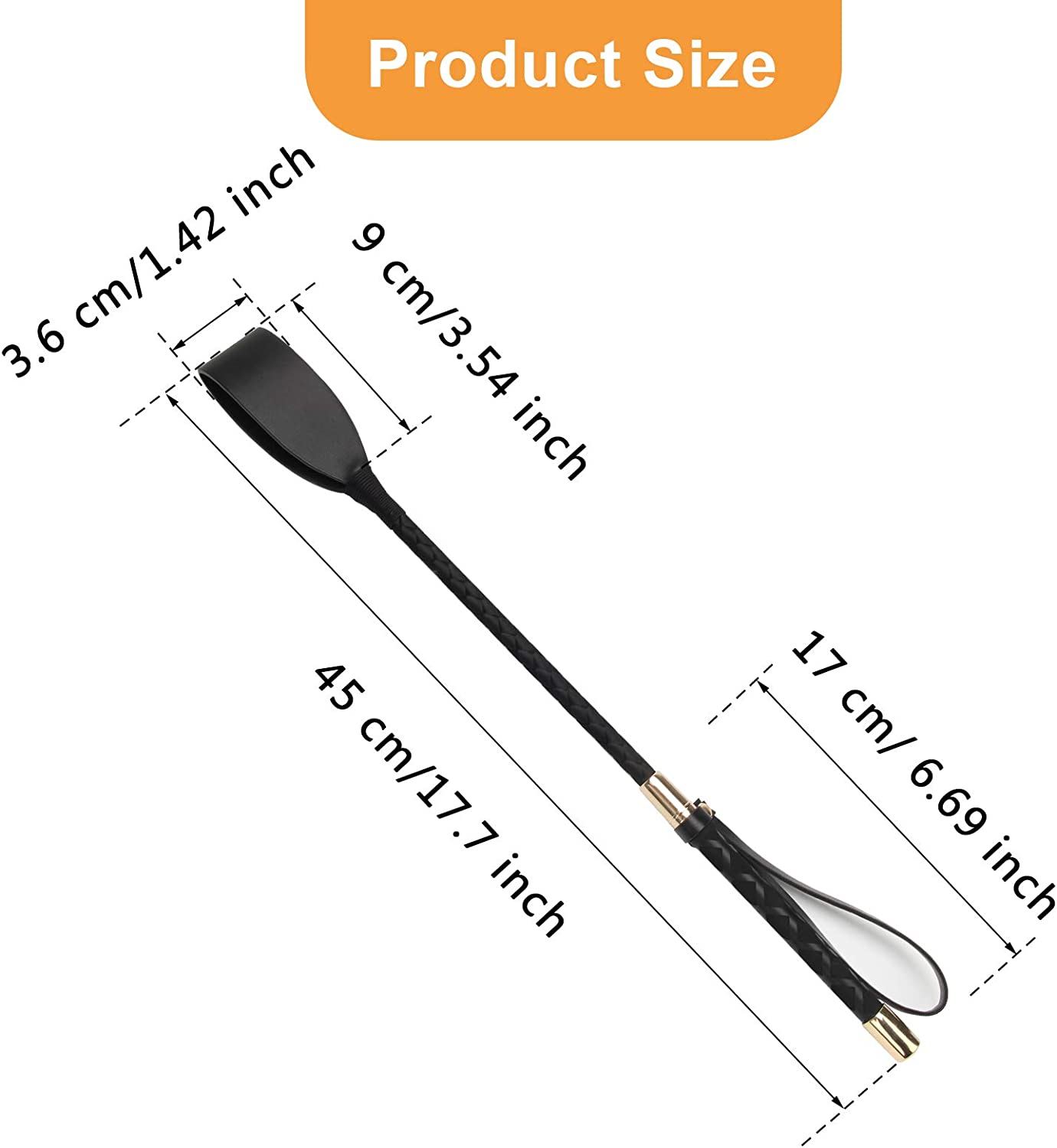 Coolrunner Riding Crop for Horse, 18 Inch Horse Whip with PU Leather Equestrianism Horse Crop Double Slapper Horse Whip Black Crops for Horses image number 3