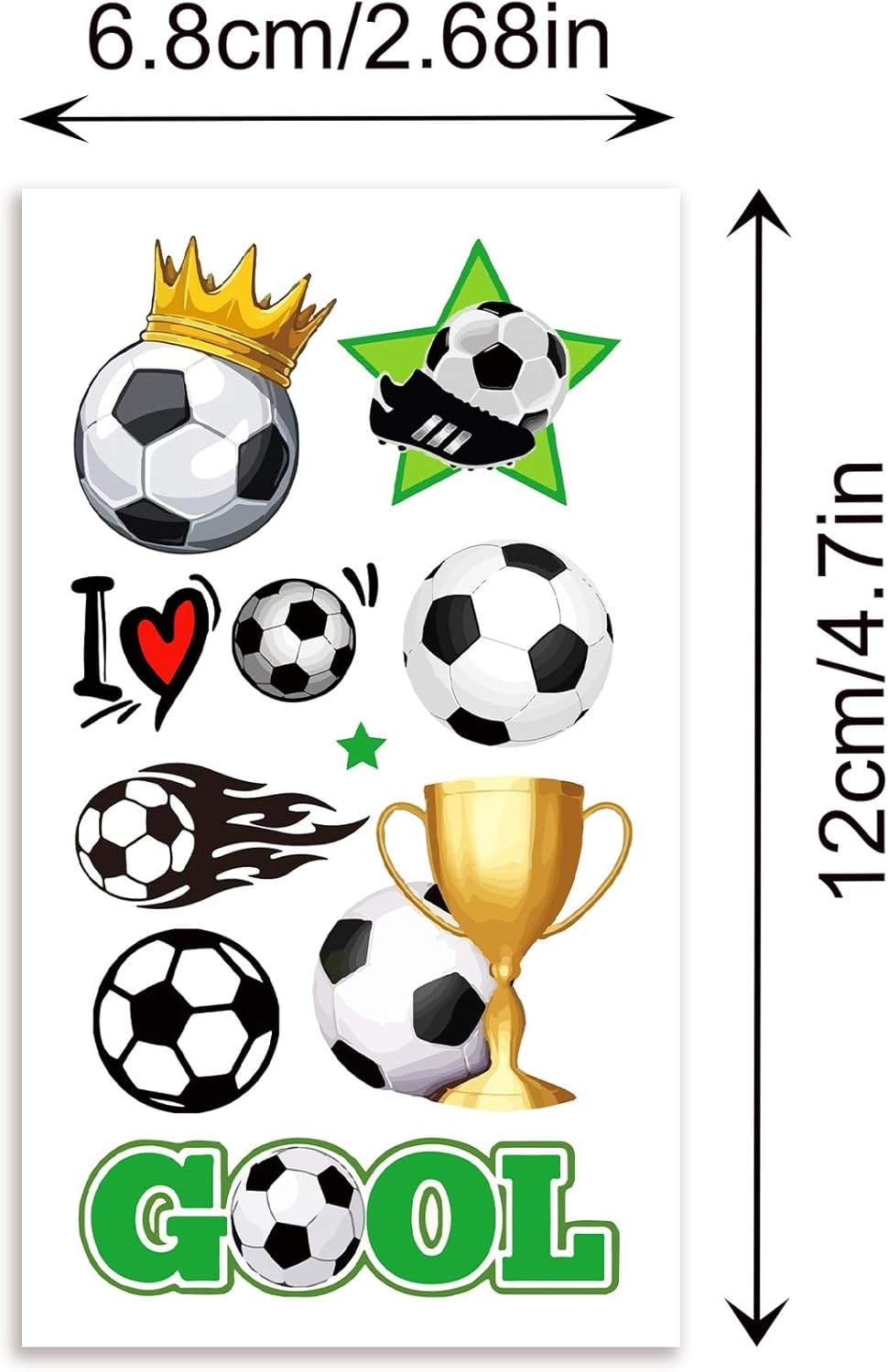 TIAMORK 10 Sheets Soccer Sport Temporary Tattoos &ndash; Sports Theme Birthday Party Favors & Decorations, Fun Football Stickers for Kids Boys Girls, Classroom Gifts & School Rewards image number 3