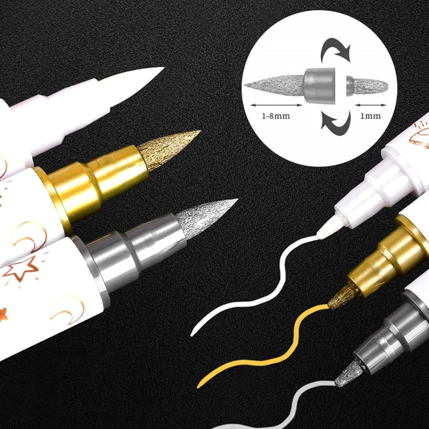 Nail Painting Pens | 10X Double-Ended Nails Painting Pens,Home and Salon Use Scrapbook Highlighter Fingernails Beauty Maker for Mother, Wife image number 2