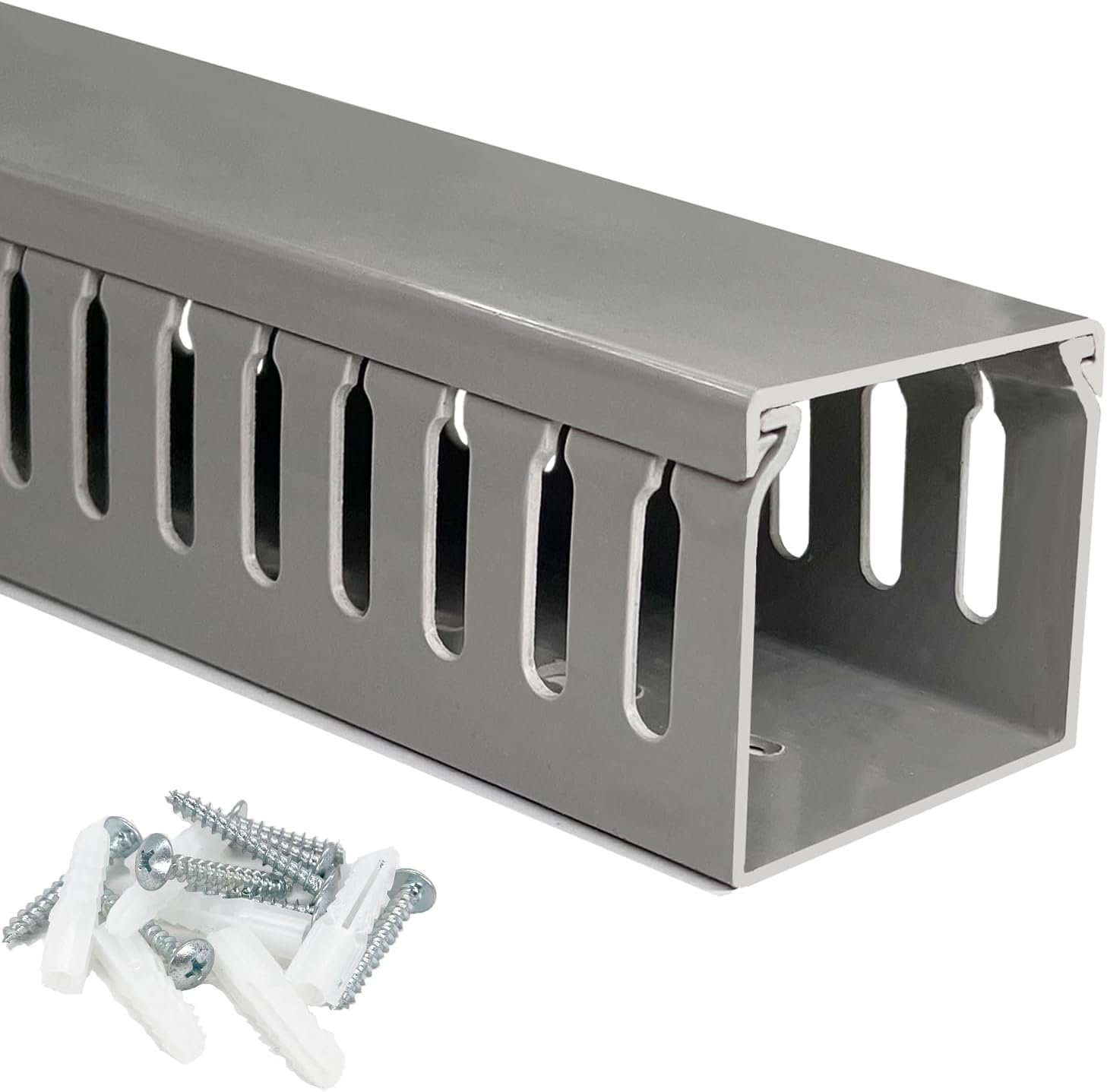 Adyawen 2''X2''Server Rack Cable Management, 6.4FT Cable Duct Cable Raceway Kit, Electrically Safe PVC for Network Cable Management, Open Slot Wire Raceway for Computer under Desk, Wire Duct 2 X 3.2FT