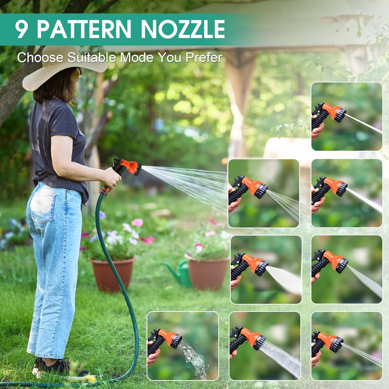 Retractable Garden Hose Reel,20M Garden Hose Reel Wall Wounted,Self-Locking System/Auto Rewind/Wall Loumted/180&deg;Swivel Bracket/Multi-Function Spray Nozzle for Garden Lawn Garage Watering image number 1