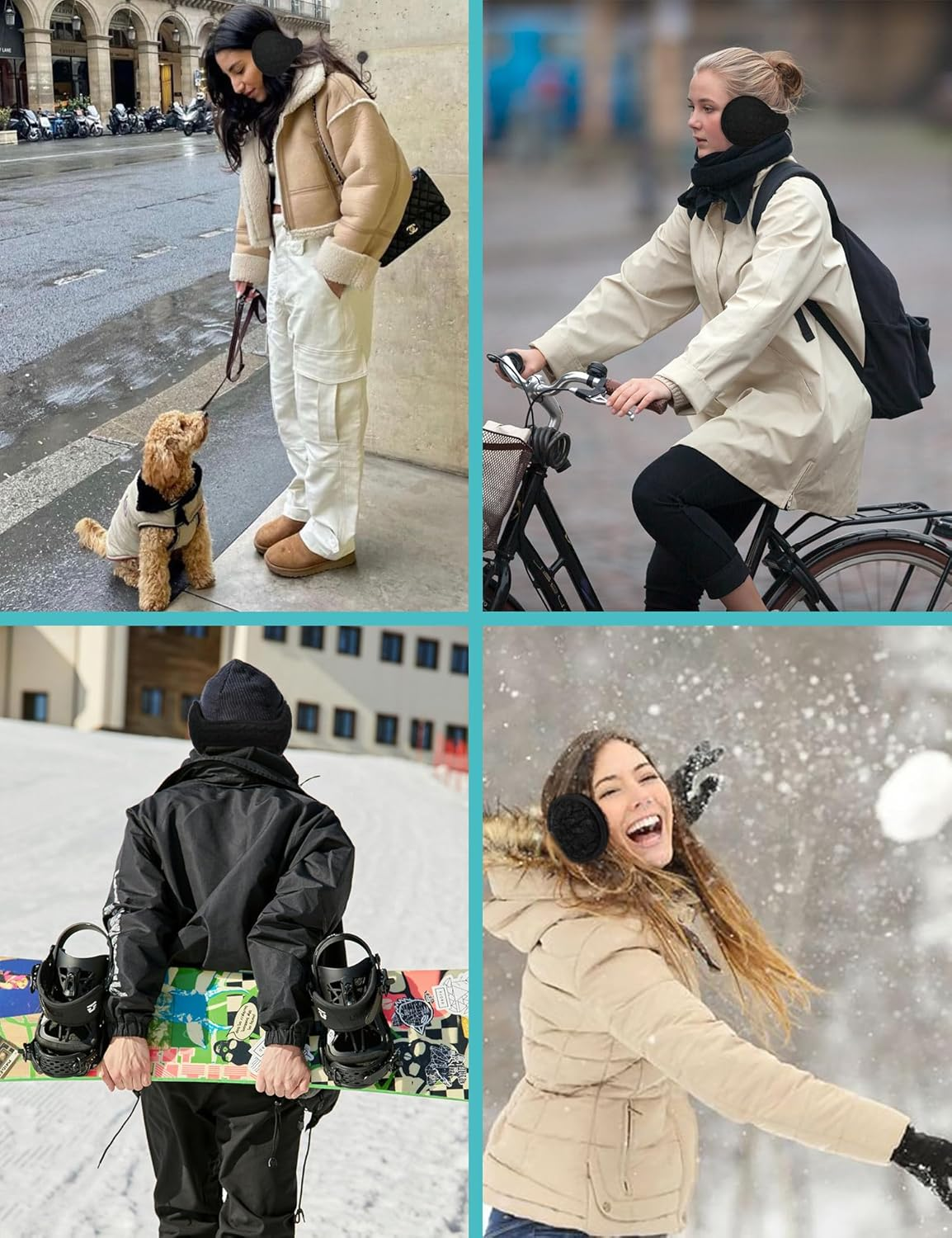 Surblue Unisex Warm Knit Earmuffs Ladies Cashmere Winter Pure Color Outdoor Fur Earwarmer, Adjustable Wrap