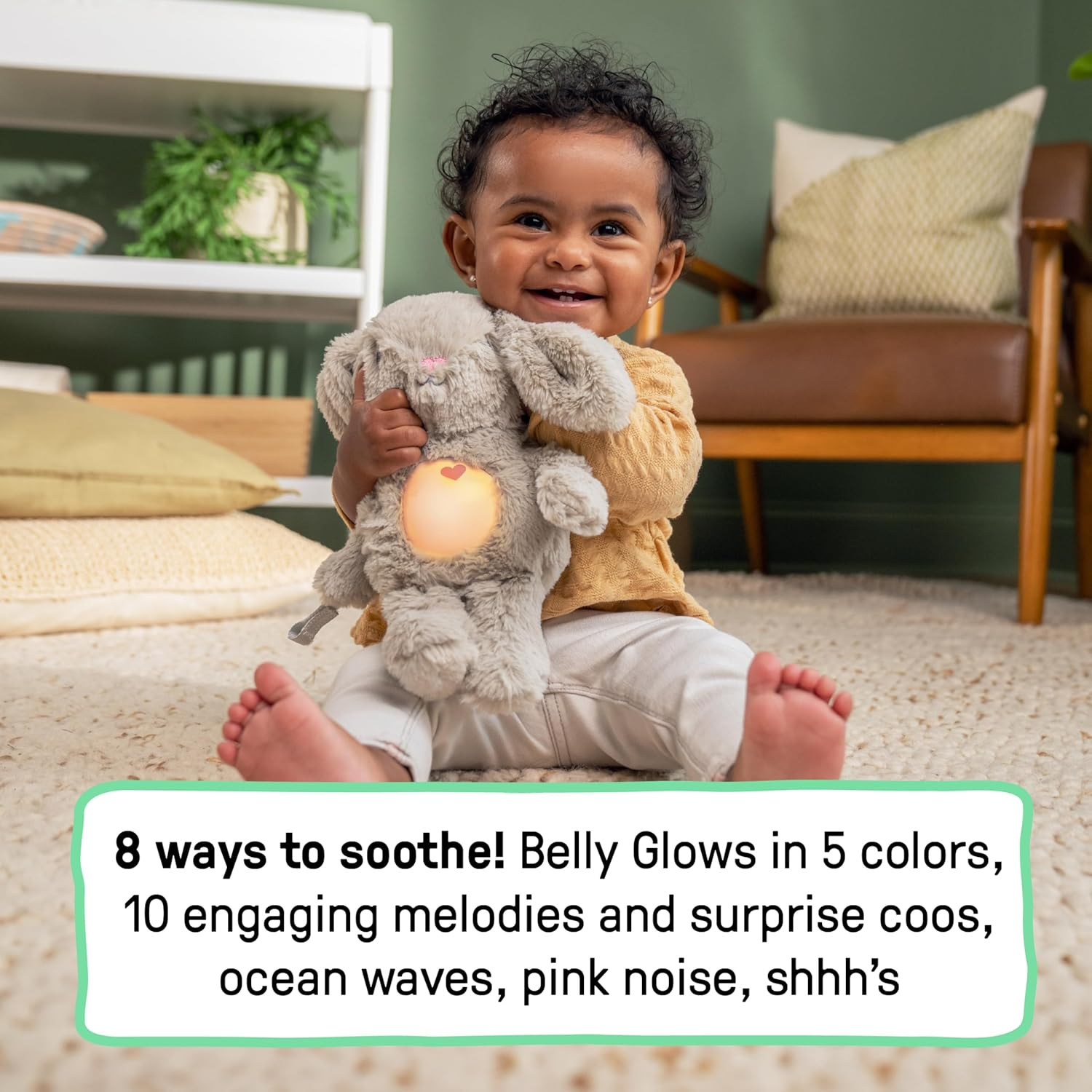 Ingenuity Sylvi Cuddle Pal Daytime Baby Soother​, Cry Activated, 8 Soothing Songs, 0+M - Plush Bunny