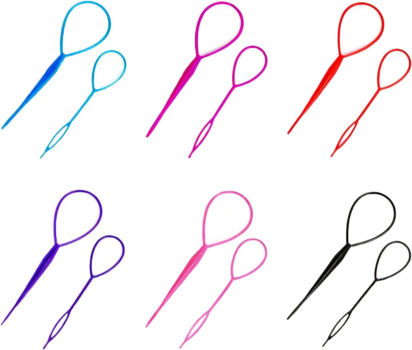 JANGJANG 12 PCS Topsy Tail Hair Tool Set, 6 Colors Hair Loop Styling and Braiding Tools with Large and Small Loopers for Ponytail Making, French Braid Bun and Updo Hairstyles for Women Girls image number 3