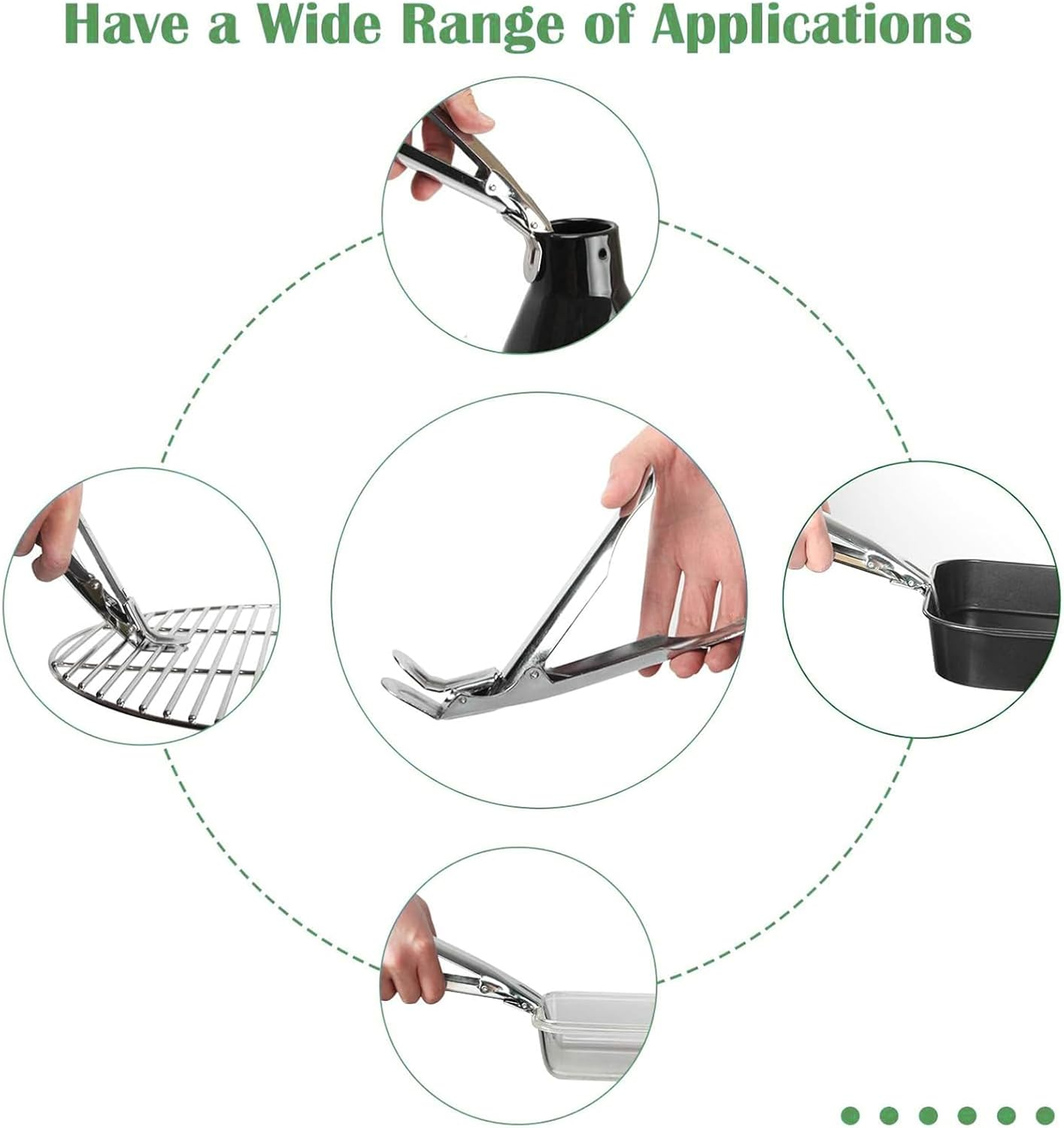 Zalizr Grill Grate Lifter Gripper, Stainless Steel Grate Gripper for Charcoal Grills & Smokers, Universal BBQ Lifter Grabber Tongs, Grill Accessories image number 4