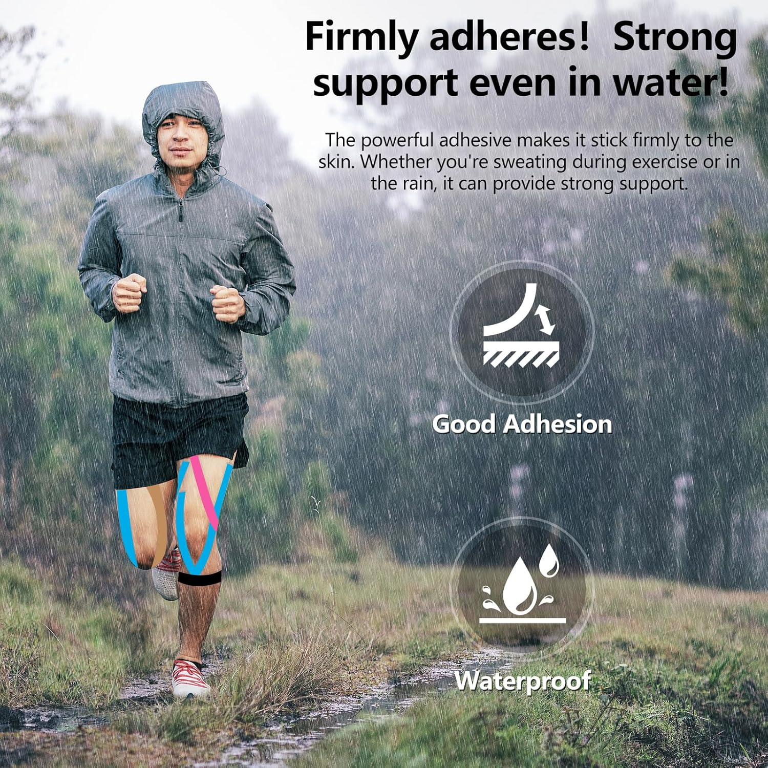 2 Rolls Kinesiology Tape for Knees, 2In&times;16.4Ft Roll Athletic Tape for Elastic Muscle Support, Waterproof Physio Tape for Relieve Muscle Soreness and Injury for Shoulder, Ankle, Face Tape, Skin,Beige