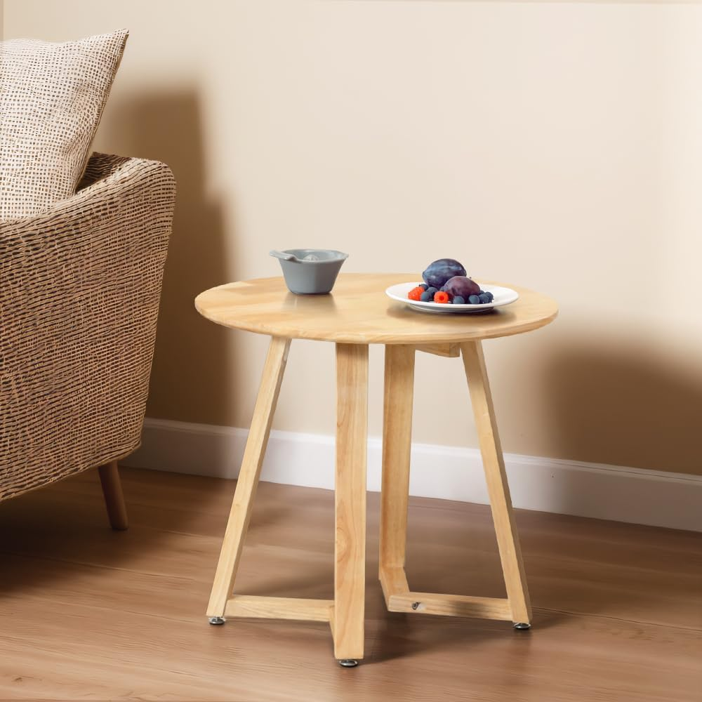 Furb round Coffee Table, Modern Accent Side Table with Adjustable Foot Pads & Sturdy Soild Wood Frame, Sofa Cocktail Table for Home, Living Room, Office, Balcony(60Cm, Oak) image number 2