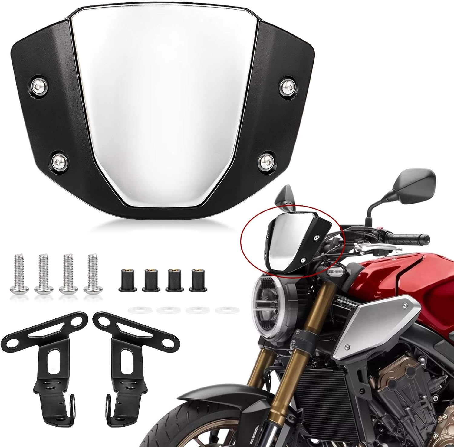 Motorcycle Windscreen Shield Wind Screen Windscreen for CB650R 2019 2020 2021 2022 2023 (Blue) image number 6