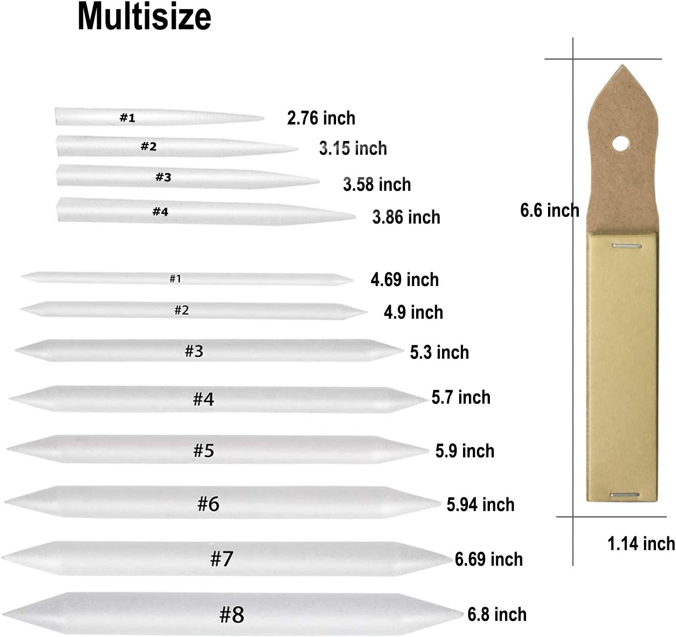 33 Pcs Blending Stumps Tortillions Set Sketch Drawing Tools Art Blenders with Sketch Sandpaper Pencil Sharpener, Pencil Extension Tool, Drawing Kneaded Eraser Sponge Sketch for Student Sketch Drawing image number 4