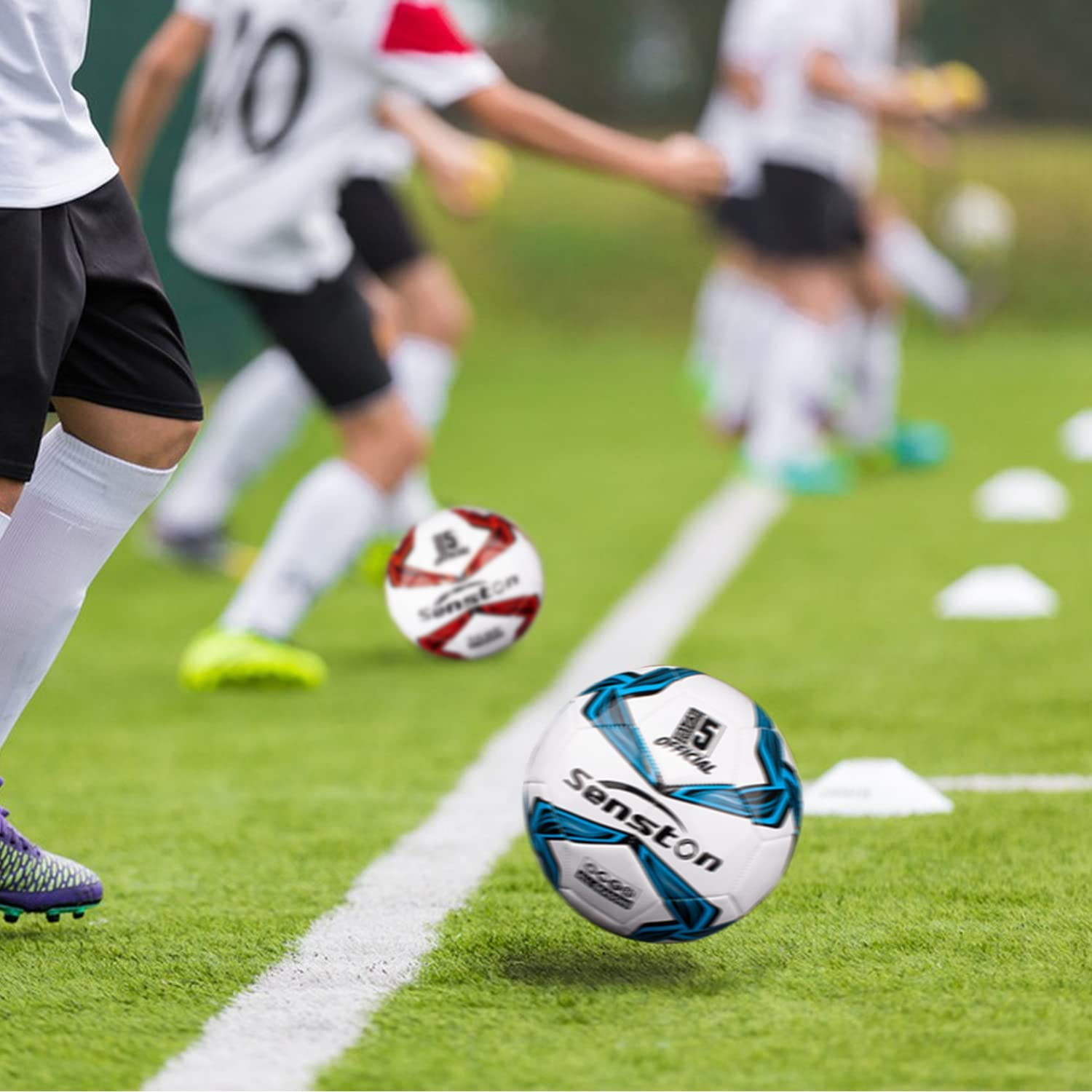 Senston Soccer Ball Official Size 5 & Size 4 & Size 3 with Pump - Official Match Training Football Adults Soccer Ball