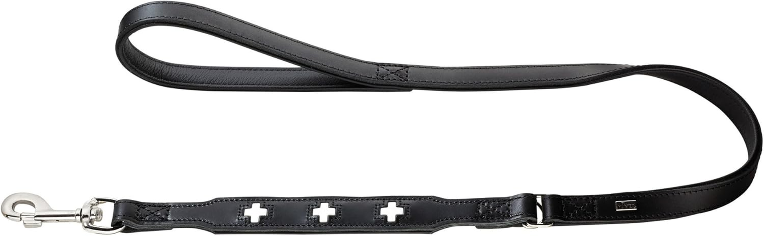 HUNTER Swiss Dog Lead Colour: Black, Exclusive Cowhide Leather, Swiss Cross, Elegant Look, Particularly Tear-Resistant, Soft Hand Strap, Durable, Made in Germany, Size: 18/100