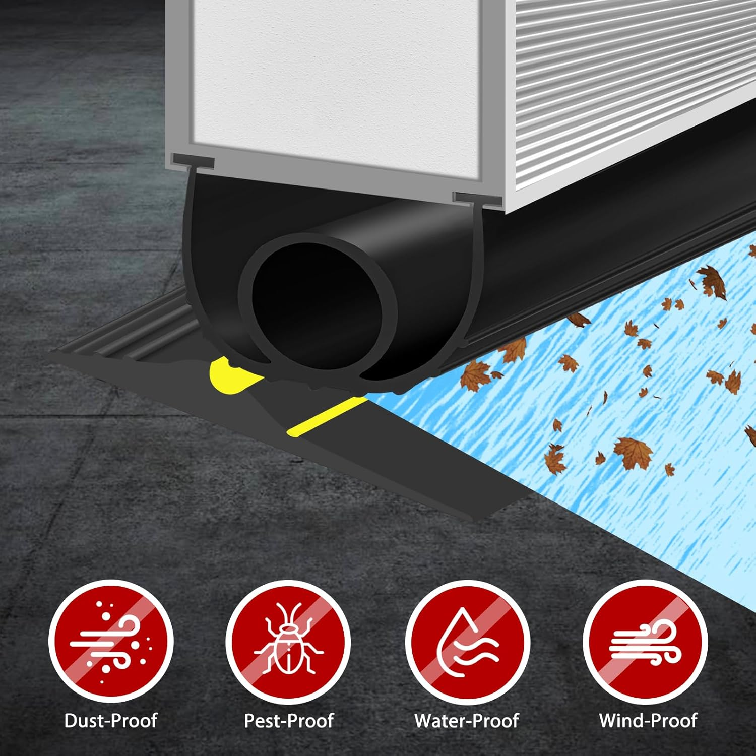 10Ft/3M Universal Garage Door Rubber Threshold Strip, Weatherproof Seal Strip DIY Weather Stripping Replacement, Not Include Adhesive/Sealant