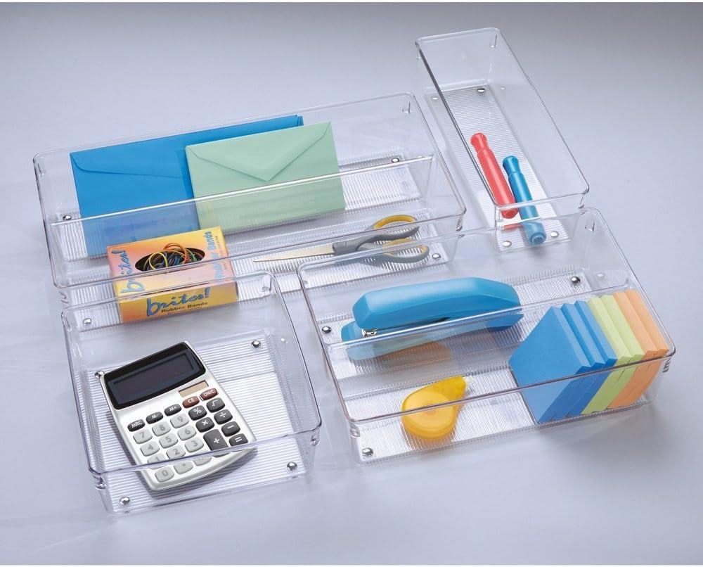 Interdesign Linus Kitchen Drawer Organizer for Silverware, Spatulas, Gadgets - 8" X 8" X 3", Clear image number 2