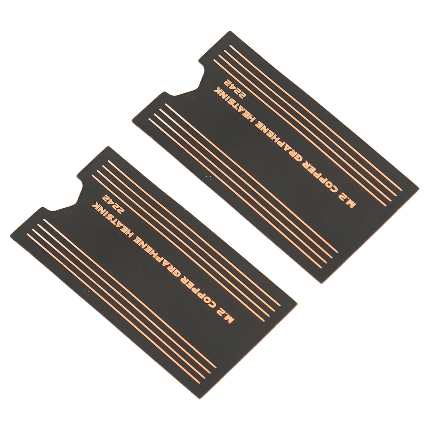 2Pcs M.2 SSD Heatsink, Brass Graphene 2242 SSD Thermal Pad, 0.15Mm Thick M.2 Copper Heatsinks Cooler for M.2 2242 SSD, for Laptop and Gaming, Easy to Use image number 1