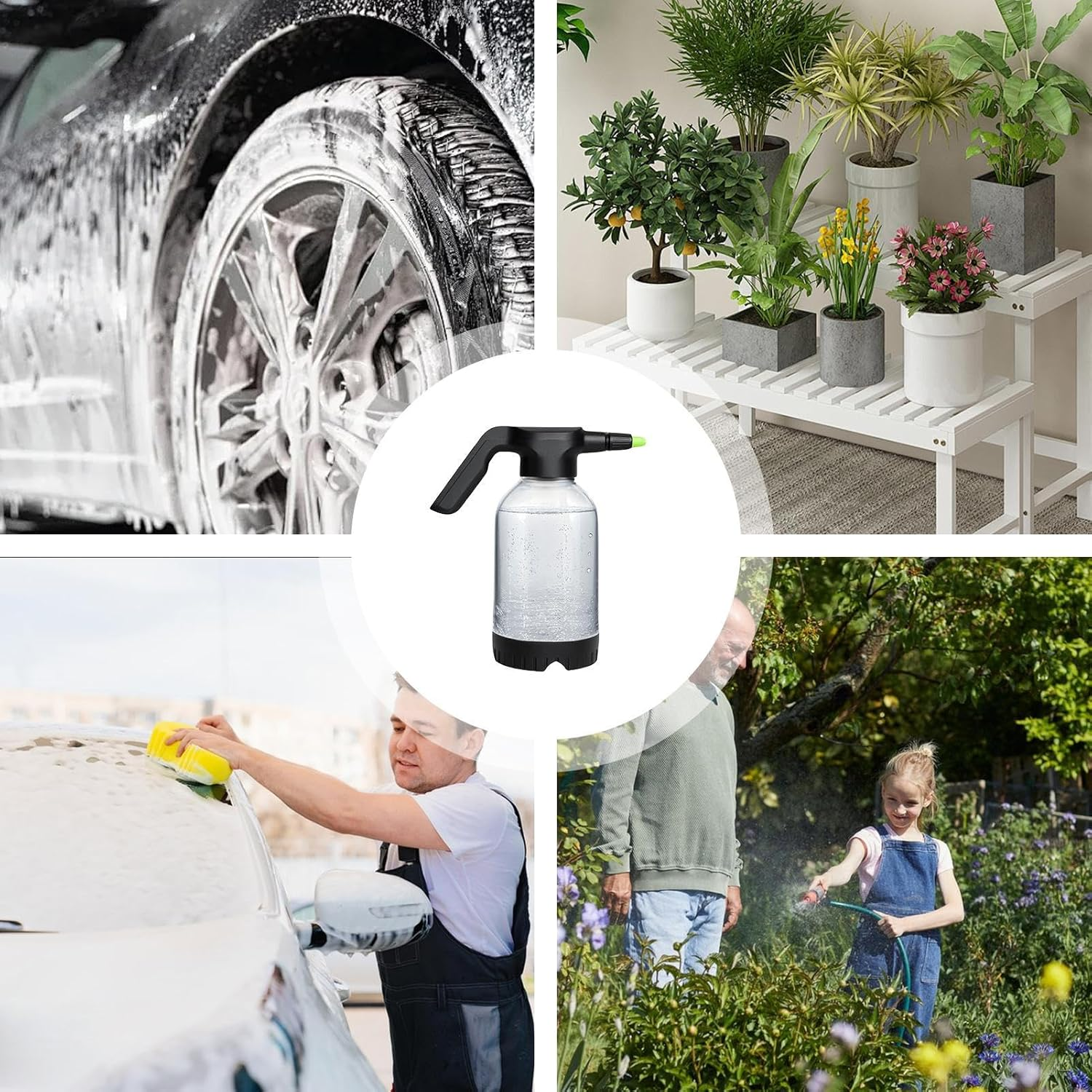 Foaming Spray Bottle Car Wash | 2L Electric Automatic Plant Mister Watering Can - Automatic Automotive Washing Cleaning Plant- Watering Kettle for Home Garden image number 5
